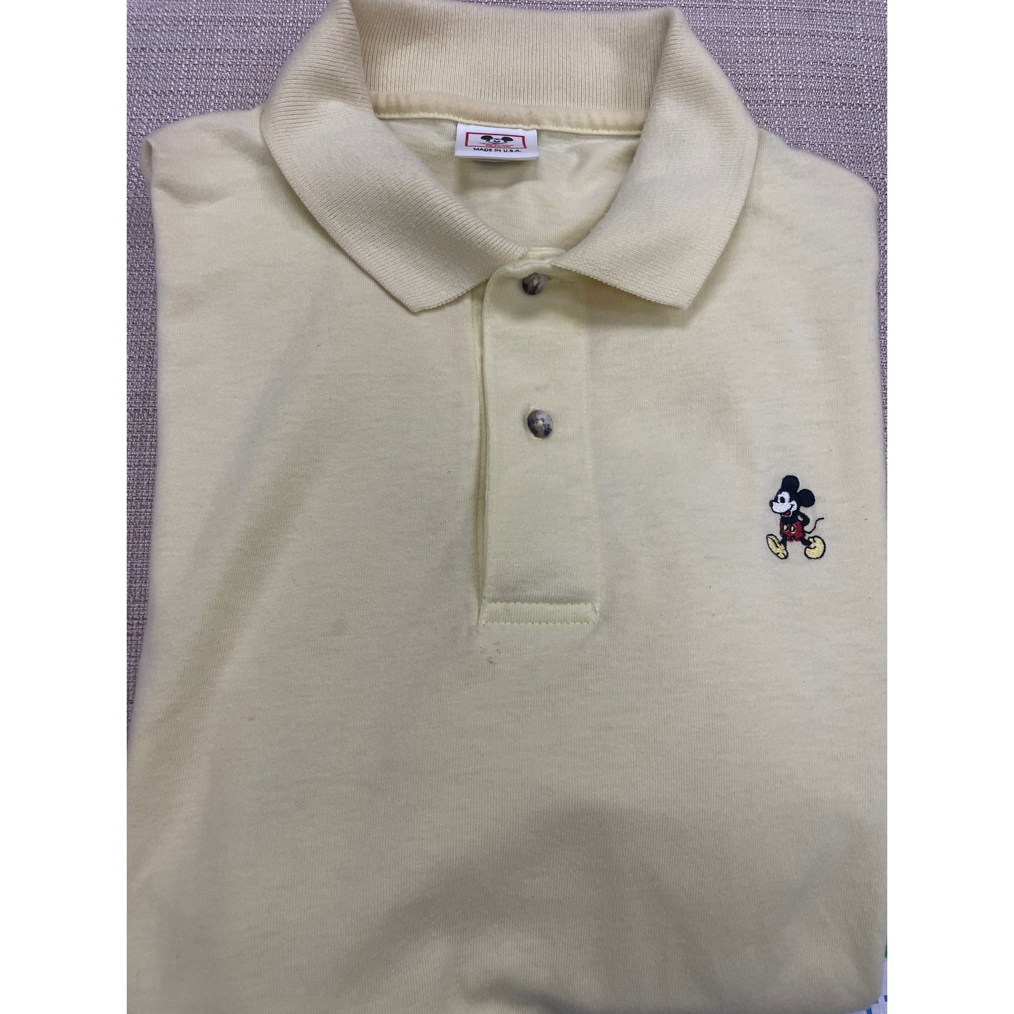 Disney Disney Wear Men's Yellow Polo with Mickey Emblem Size L SKU Size US L / EU 52-54 / 3 - 2 Thumbnail