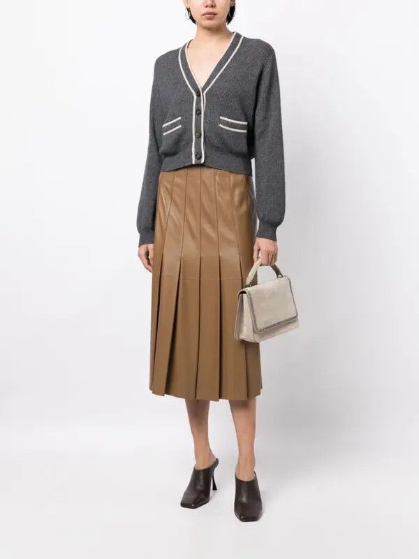 Brunello Cucinelli o1y0725 Cardigan in Lead/White Size XXL / US 16-18 / IT 52-54 - 5 Thumbnail