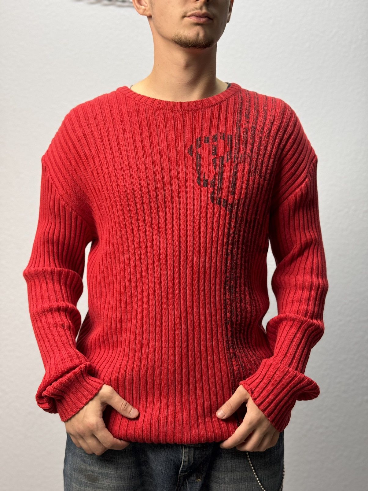 Japanese Brand Vintage Y2K Distressed Striped Sweater Faded knit Y2K Effect Size US M / EU 48-50 / 2 - 4 Thumbnail