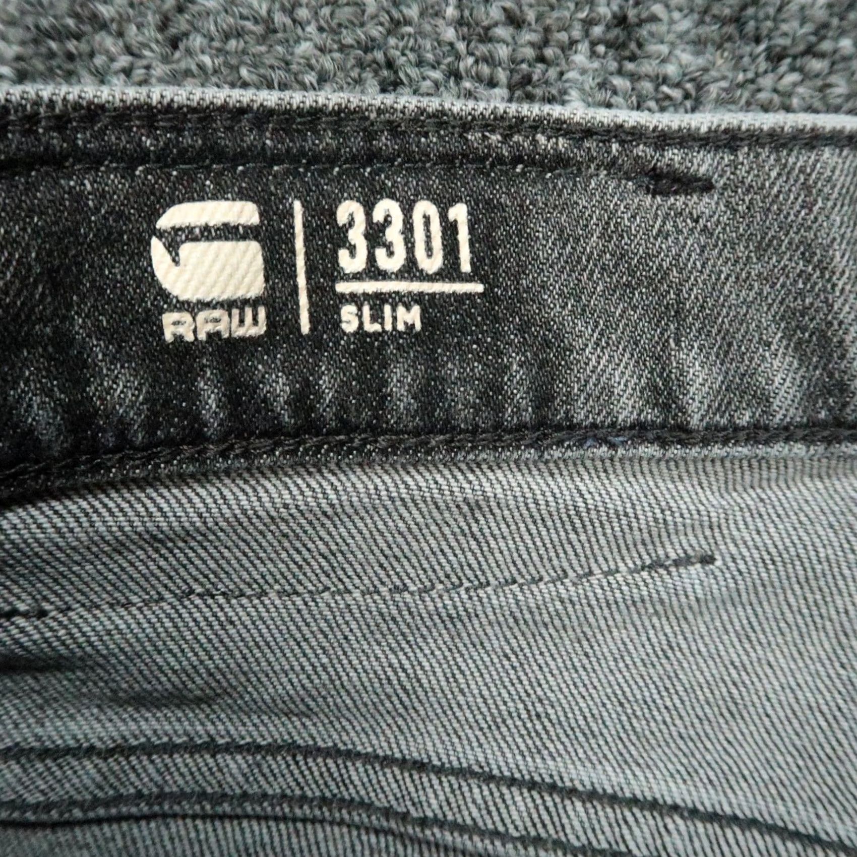 G-Star G-Star 3301 Jeans Mens Slim Straight Denim 5-Pocket Button Fly Gray 31x32 Regular Baggy? Size US 31 - 4 Thumbnail