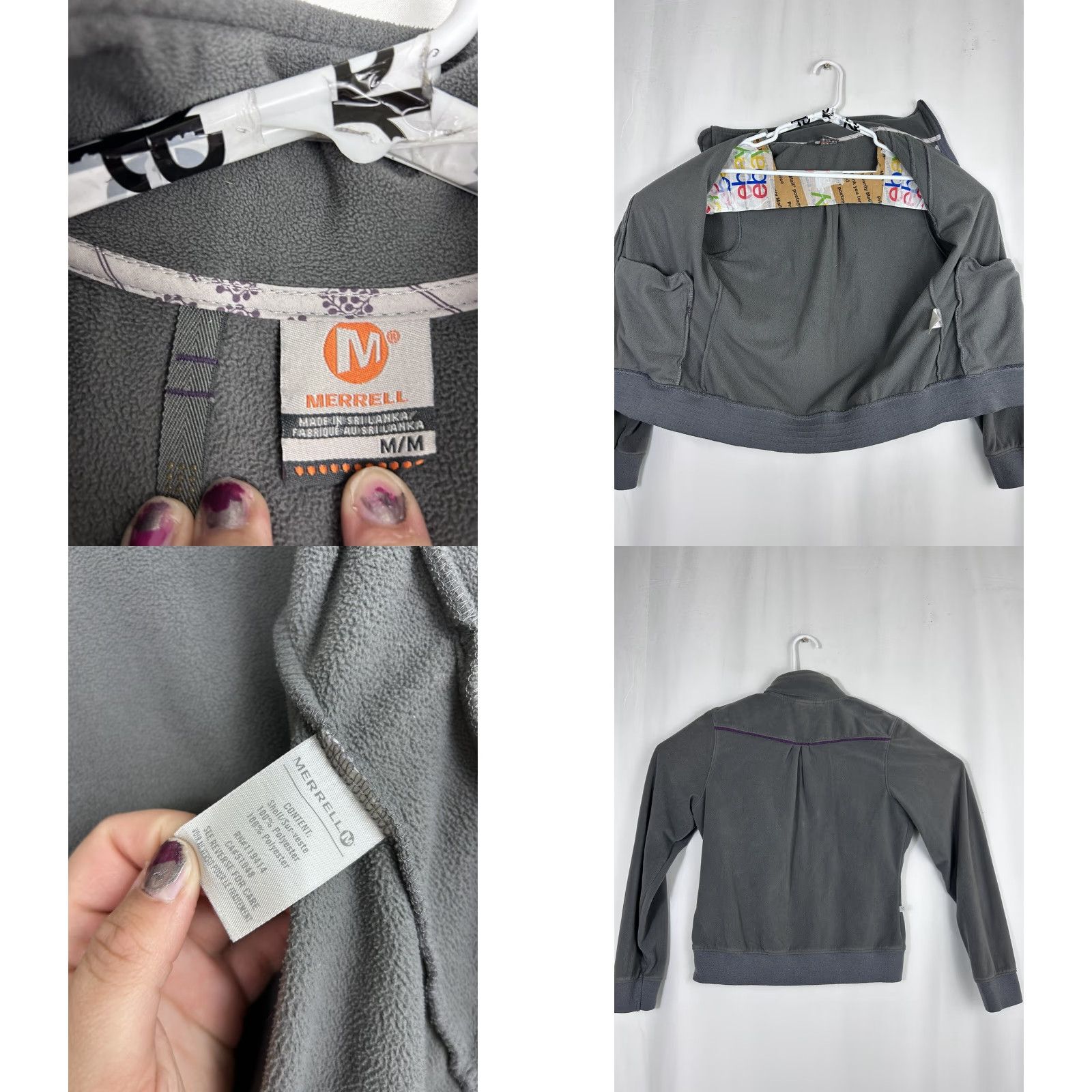 Merrell Merrell Womens Medium Gray Purple Fleece Full Zip Up Jacket Size M / US 6-8 / IT 42-44 - 8 Thumbnail