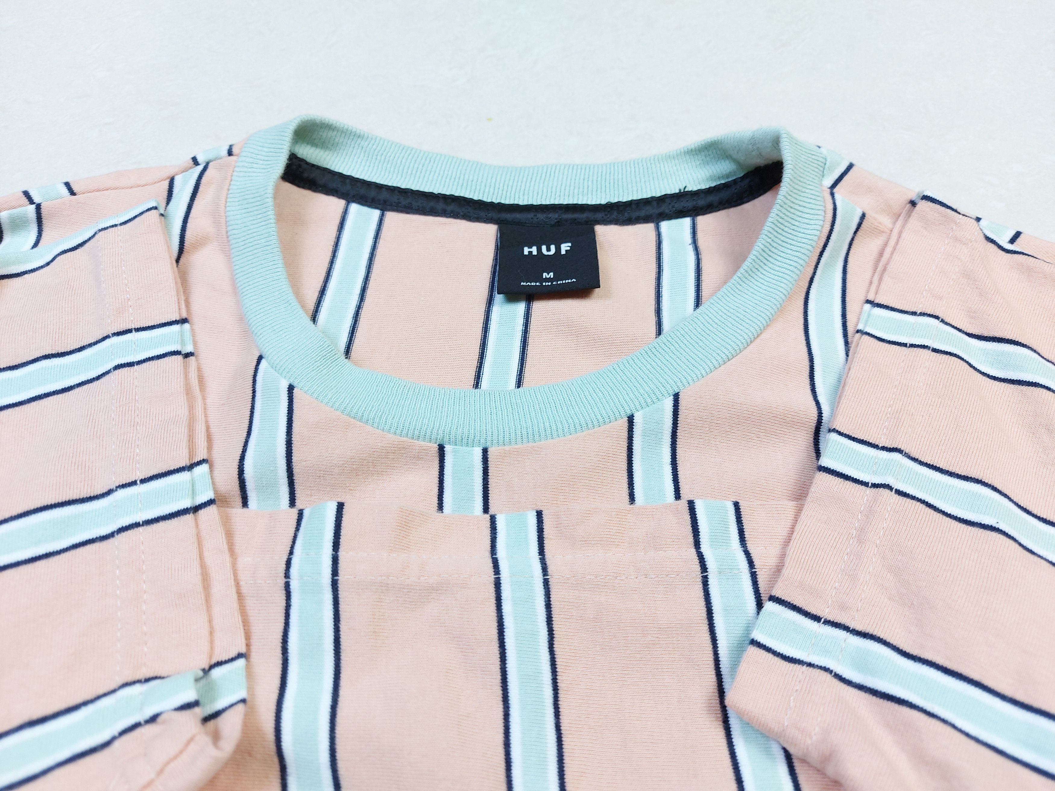 Huf HUF Jerome Yarn Dye Stripe Knit Top Coral Pink T-shirt Size US M / EU 48-50 / 2 - 4 Thumbnail