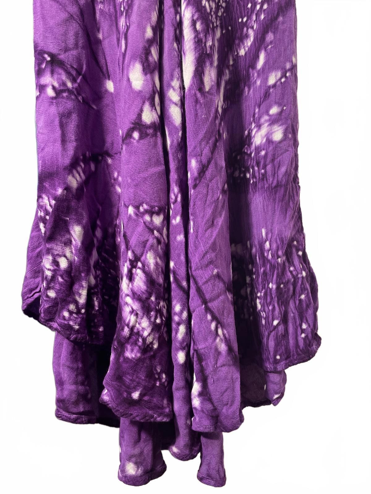 The Unbranded Brand Tie Dye Dress Women's OS Purple Embroidered Bohemian Hippie Size M / US 6-8 / IT 42-44 - 3 Thumbnail