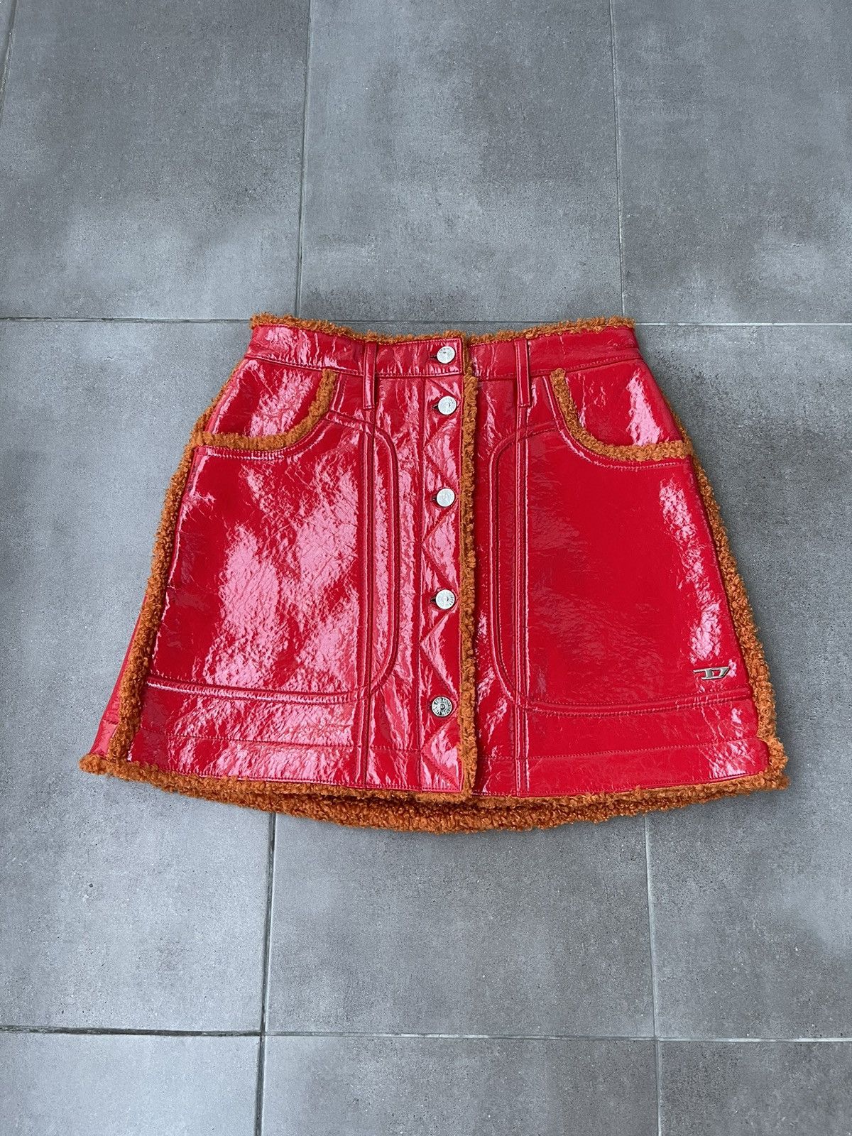 Diesel !DS! DS23 Diesel O-Neillia Red Regular Shine Skirt Size 27" / US 4 / IT 40 - 1 Thumbnail