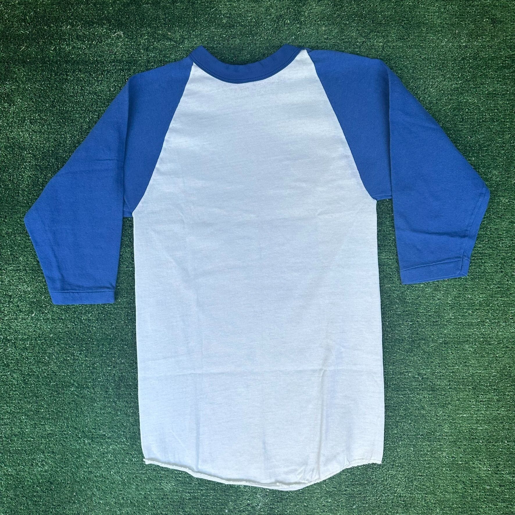 Russell Athletic Vintage 70s Russell White/Blue Raglan T-Shirt Blank Plain 3/ Size US S / EU 44-46 / 1 - 4 Thumbnail