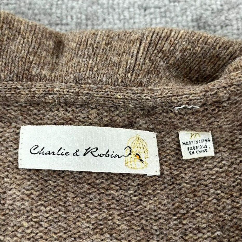 Anthropologie CHARLIE & ROBIN Sweater Womens Medium Brown Wool Ruffle Tie Front Anthropologie Size M / US 6-8 / IT 42-44 - 2 Thumbnail