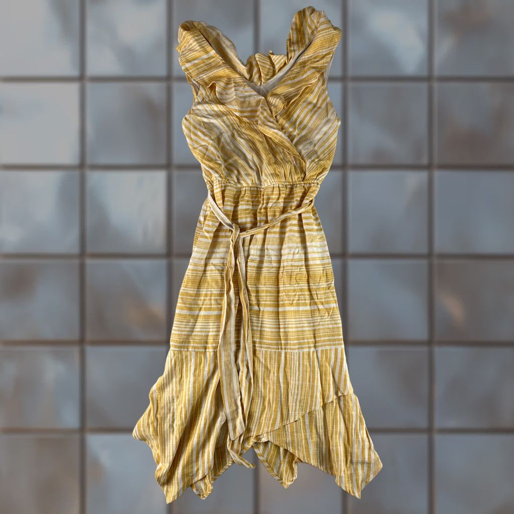 Hudson JUNE & HUDSON LONG DRESS YELLOW STRIPED WOMENS SIZE 1 LINEN BLEND Size XS / US 0-2 / IT 36-38 - 1 Thumbnail
