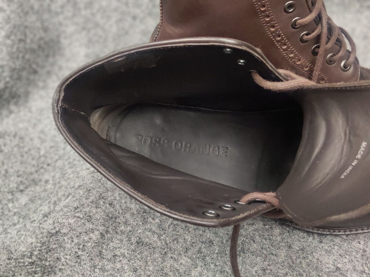Hugo Boss orange Handmade Brown Leather brogue Ankle Boots