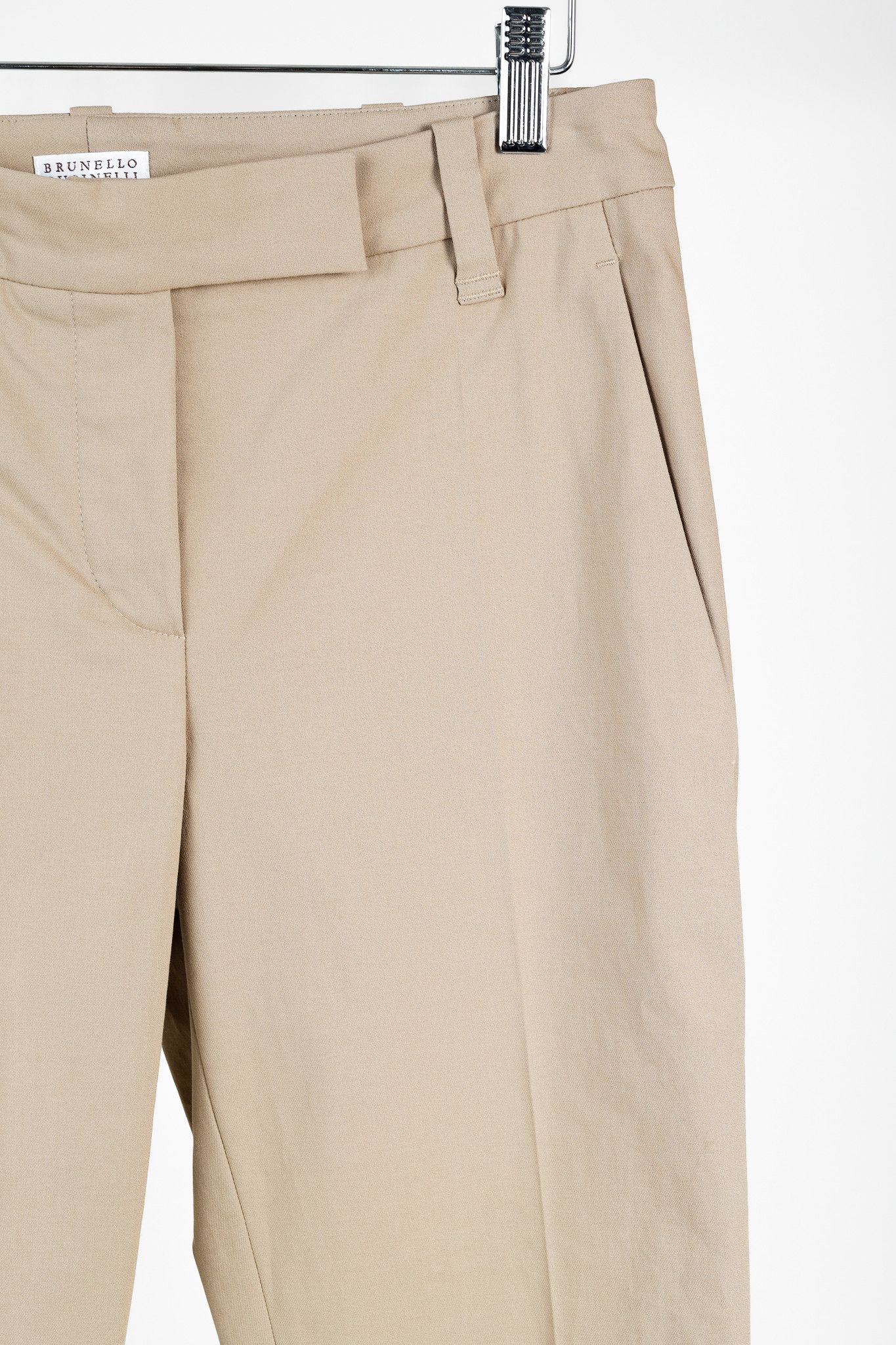 Brunello Cucinelli Brunello Cucinelli Taupe Cotton-Blend Straight-Leg Trousers Size 27" / US 4 / IT 40 - 5 Thumbnail