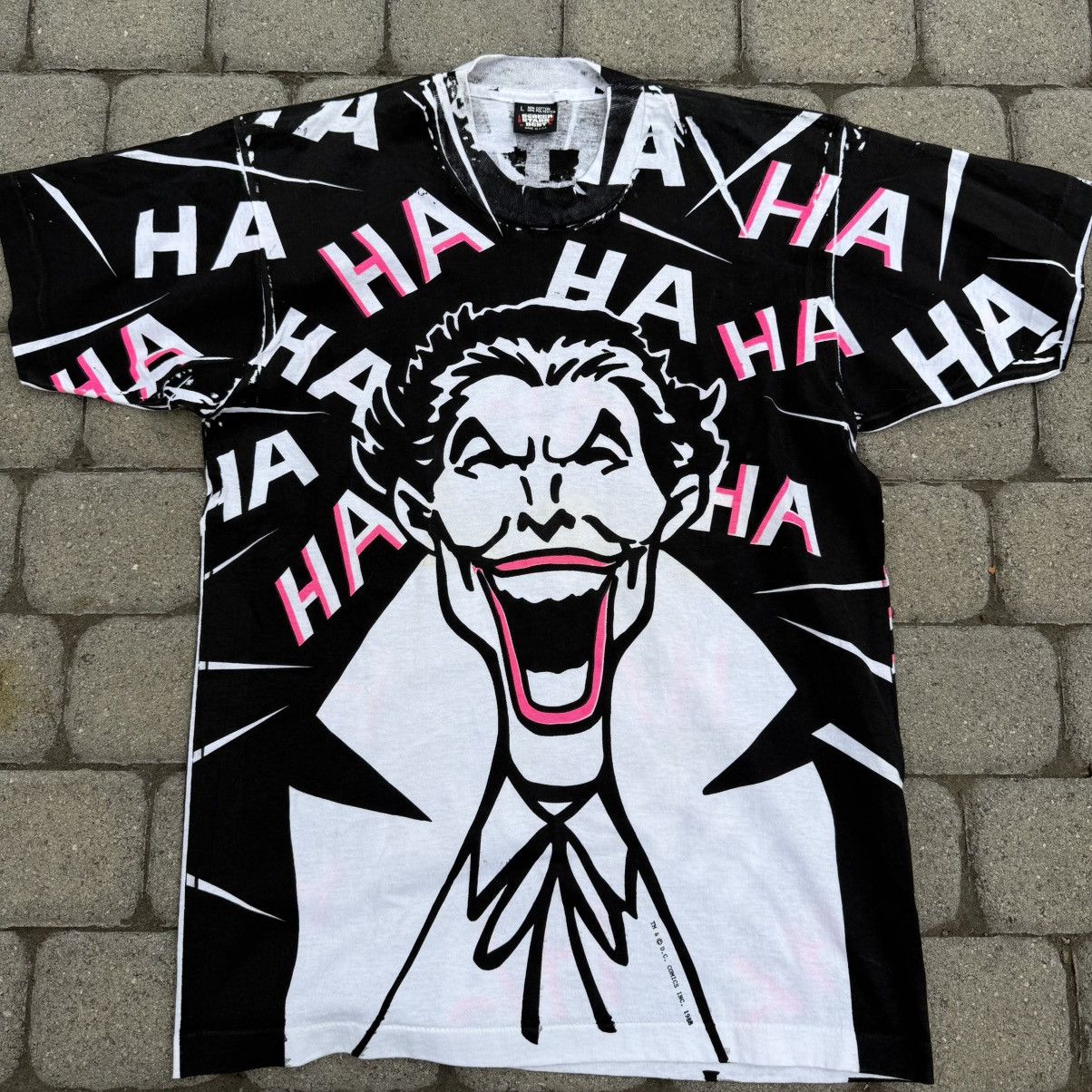 Vintage 1988 DC Comics Joker “HAHA” AOP T Shirt Size US L / EU 52-54 / 3 - 1 Thumbnail