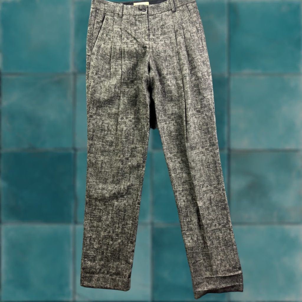 Michael Kors Michael Kors Dress Pants Womens 6 Gray Wool Plaid Tweed Pleated Cuffed Italy Size 28" / US 6 / IT 42 - 1 Thumbnail