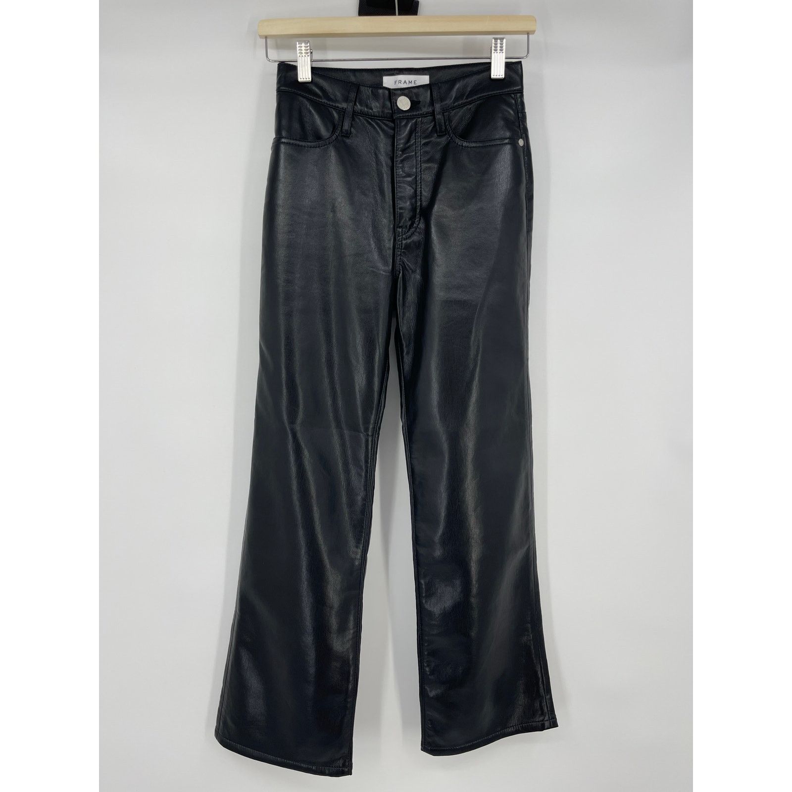 Frame FRAME | NWT Le Jane Crop Black Leather Jeans Noir Size 23 Size 23" - 3 Thumbnail