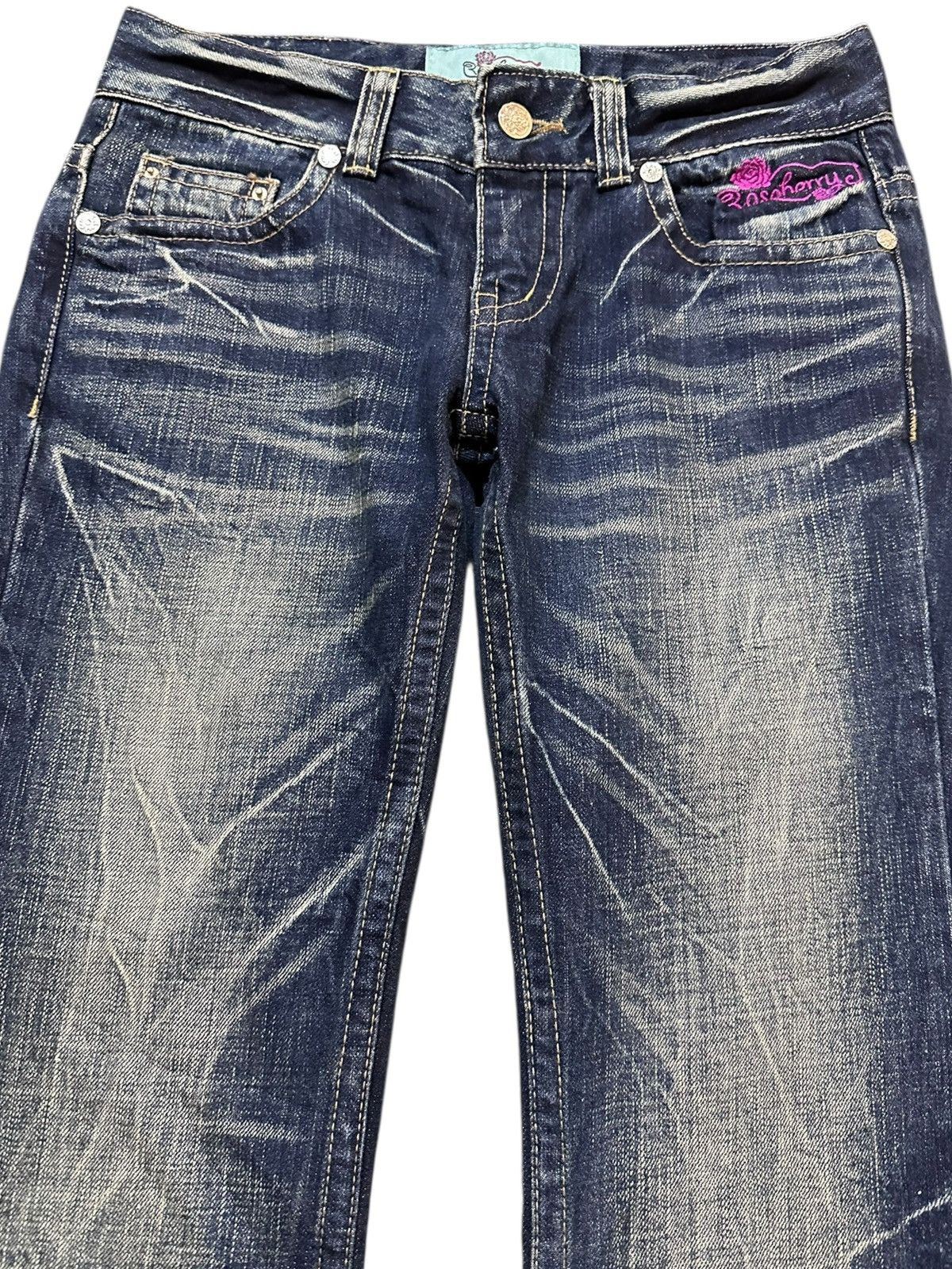 POST ARCHIVE FACTION (PAF) Vintage Raspberry Flare Bootcut Embroidery Skulls Punk Denim Size US 30 / EU 46 - 3 Thumbnail