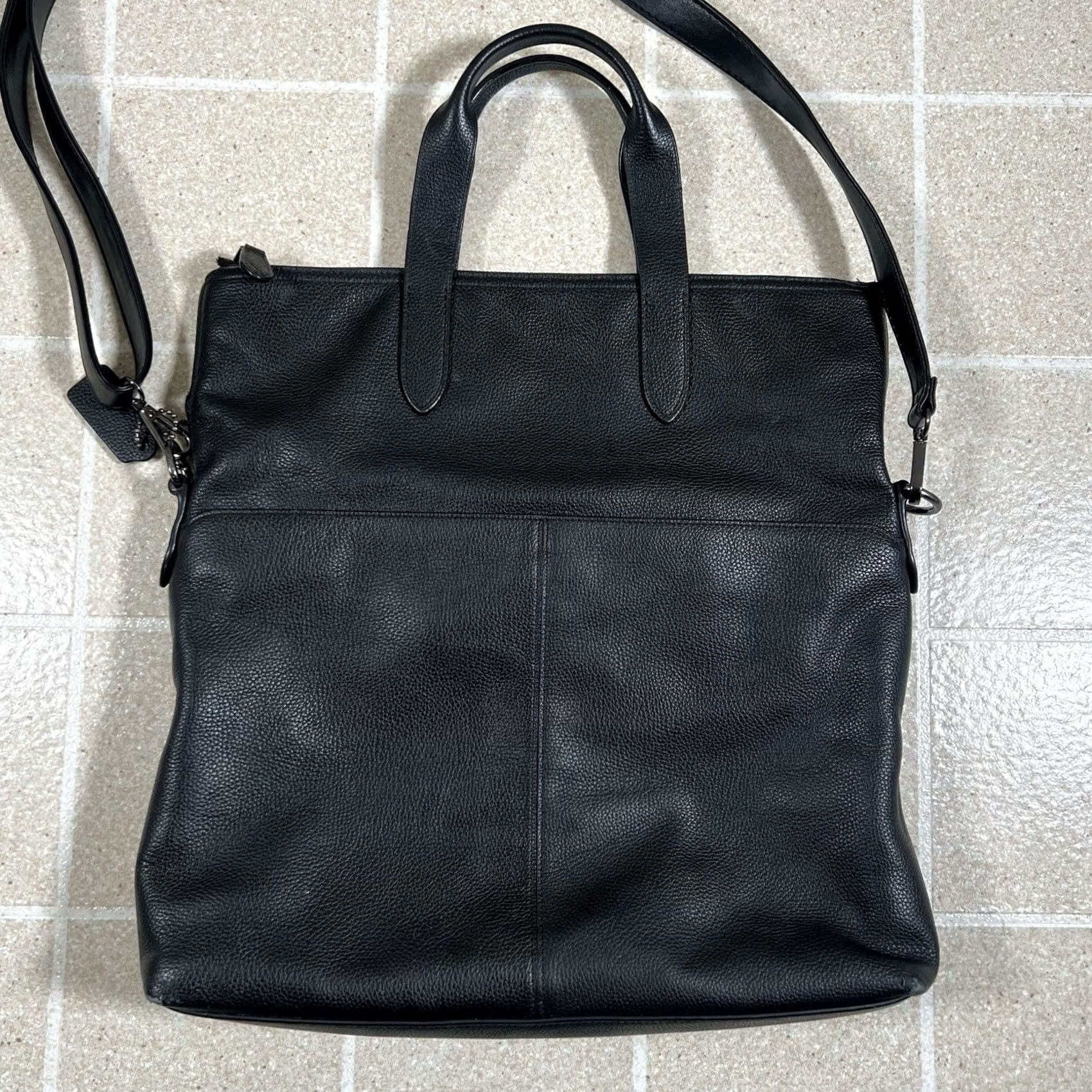 Coach Coach Metropolitan Tote Crossbody Black Leather Utility Tote with Crossbody Strap Men Pebbled Leather 24840 Size ONE SIZE - 4 Thumbnail