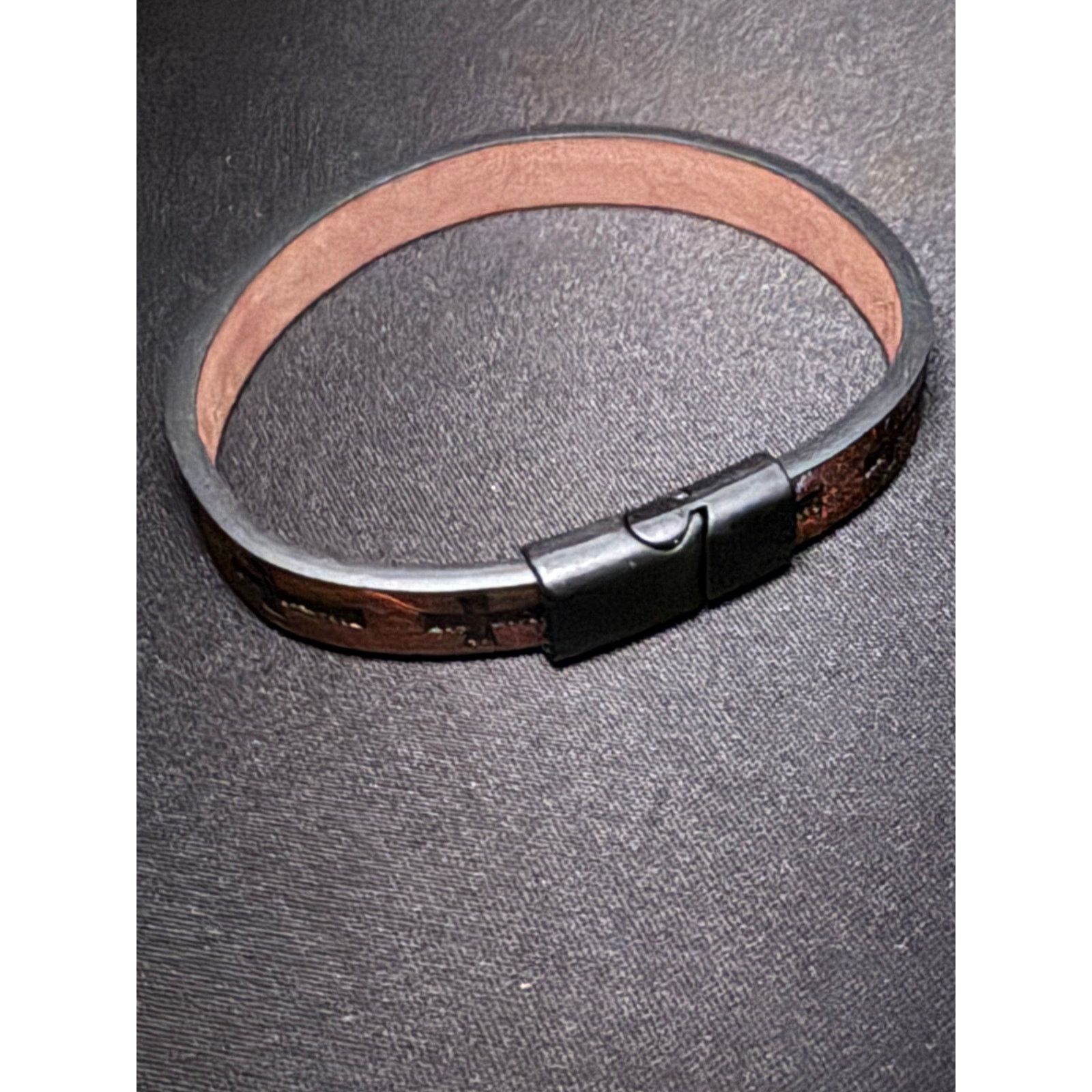 Other Christian Leather Cross Bracelet w/ Magnetic Slide Closure Size ONE SIZE - 5 Thumbnail