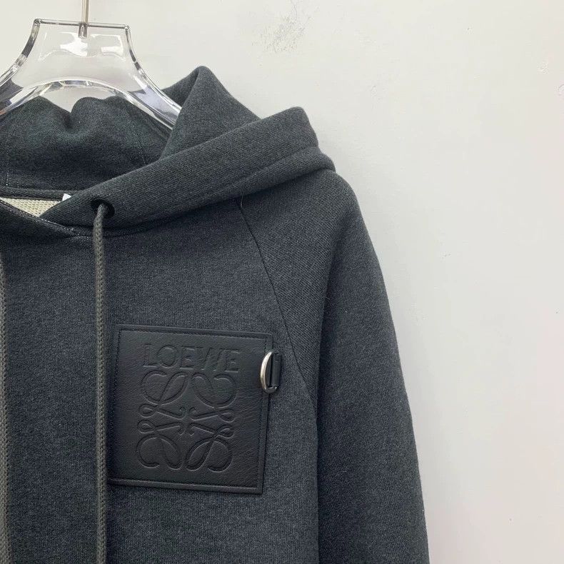 Loewe LOEWE Black logo leather cotton hooded pull cord long slee Size XS / US 0-2 / IT 36-38 - 3 Thumbnail