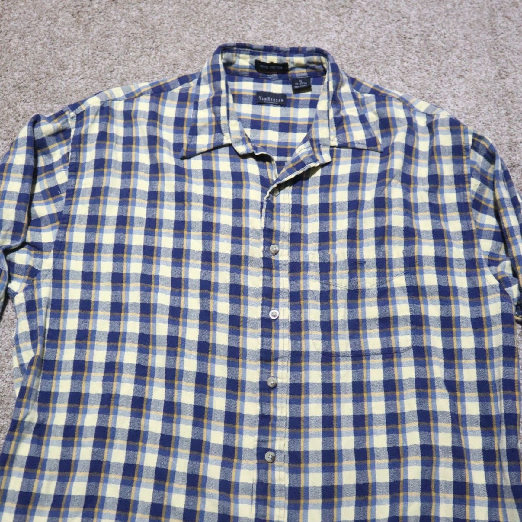 Van Heusen VINTAGE Van Heusen Shirt Button-Up Plaid Blue 100% Cotton Flannel XL Mens 60s 70s 80s 90s USA Size US XL / EU 56 / 4 - 2 Thumbnail