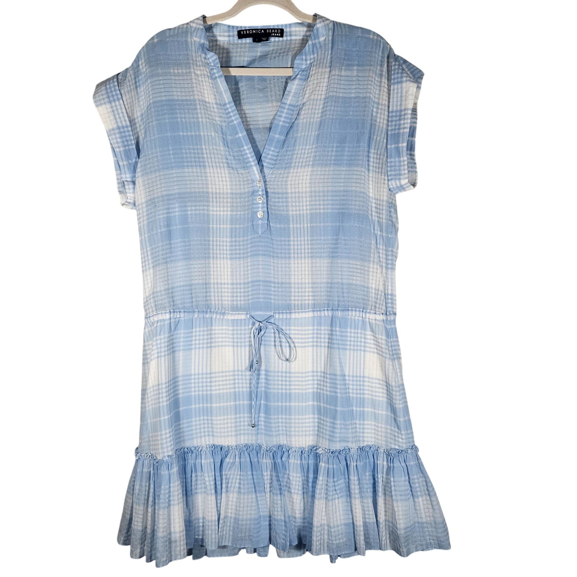 Veronica Beard Veronica Beard Blue Gingham Ruffle Plaid Mini Dress L Cottag Size L / US 10 / IT 46 - 3 Thumbnail