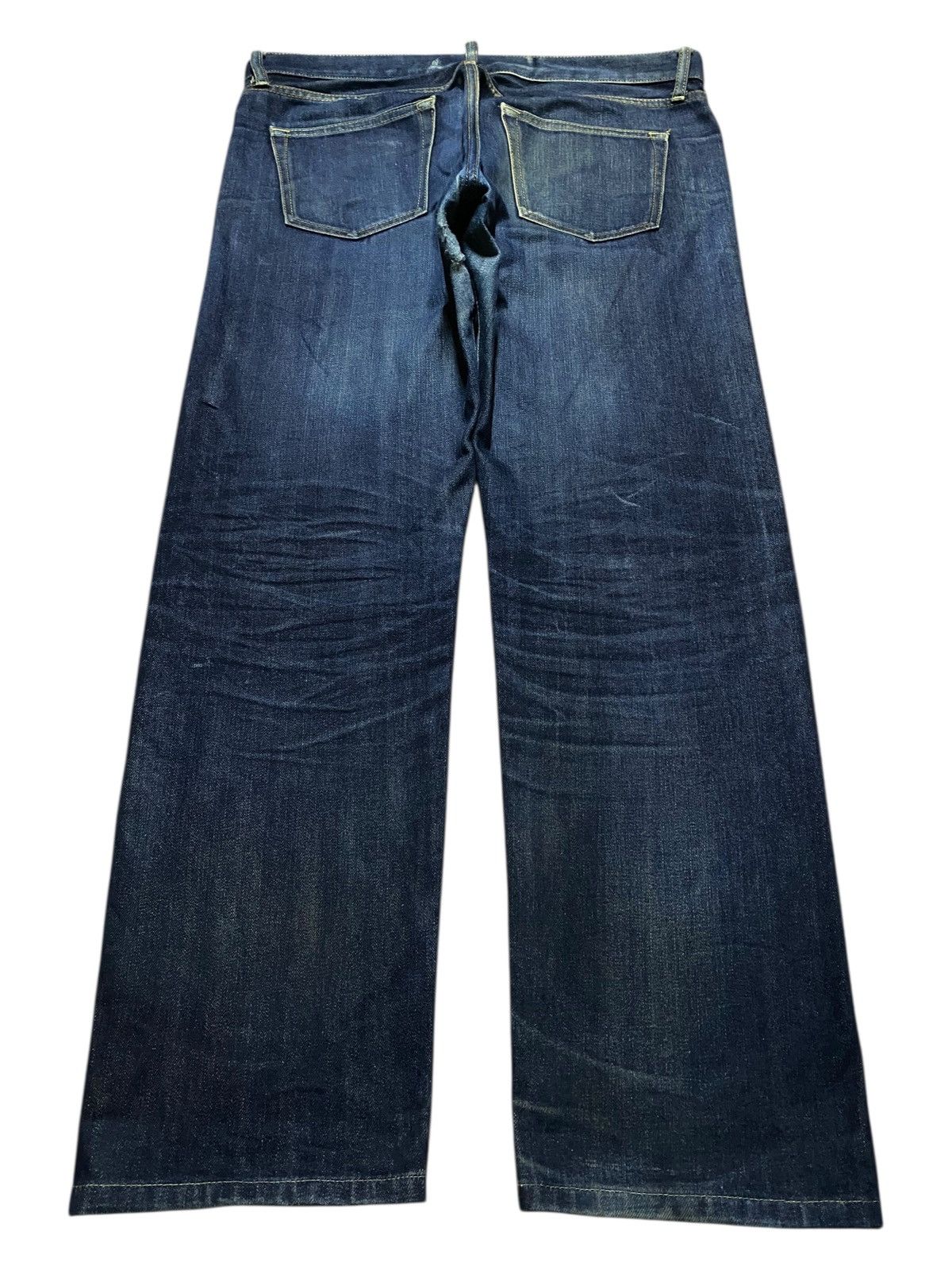 Japanese Brand Vintage Uniqlo Selvedge Blue Wash Distressed Jeans Size US 37 - 2 Thumbnail