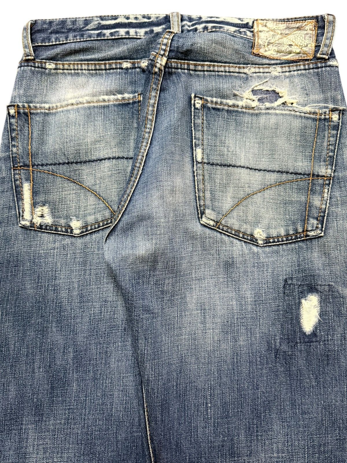 Sugar Cane Vintage Japanese Brand Faded Wash Clawmark Distress Loose Size US 29 - 6 Thumbnail