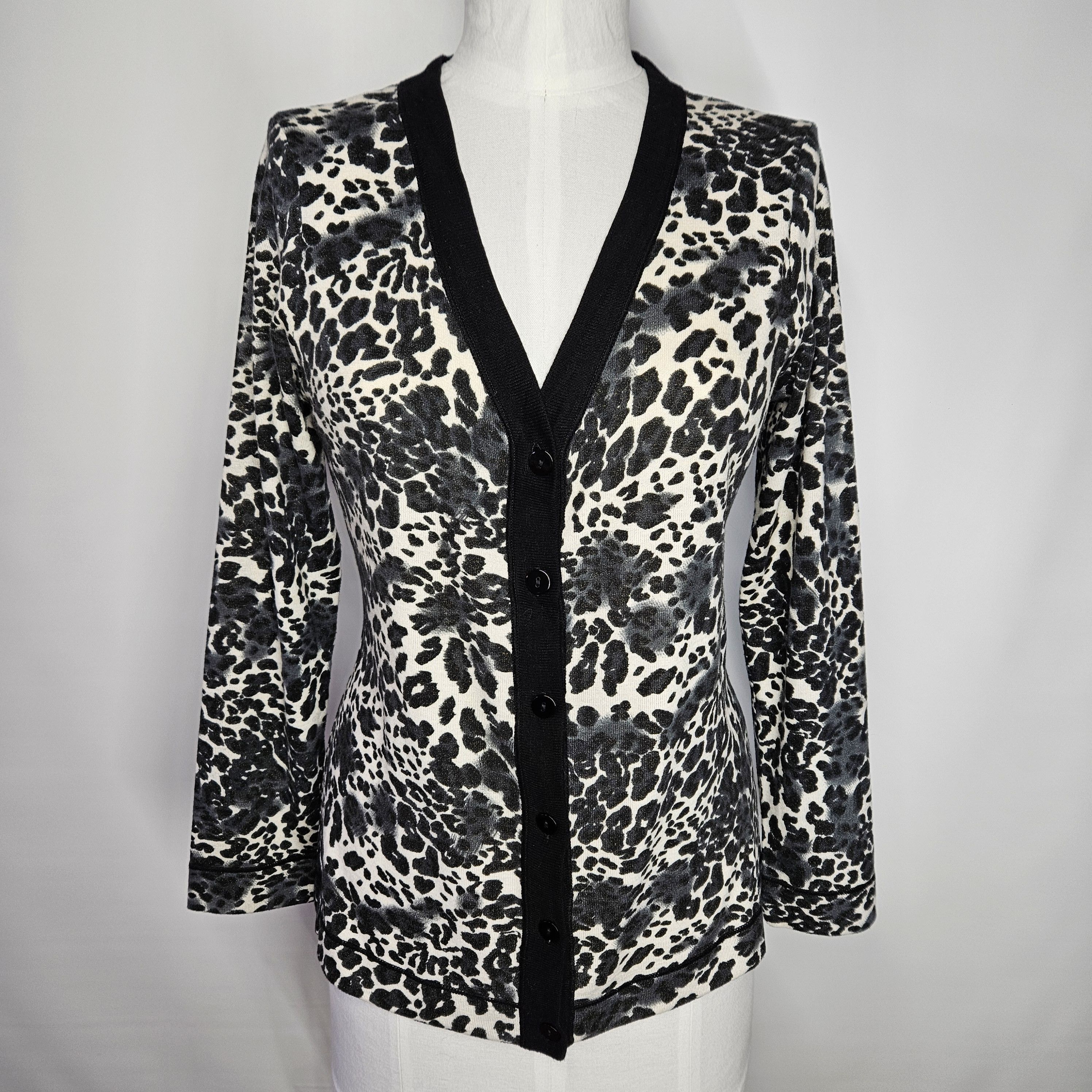 Chicos Additions By Chicos Size M Cardigan Sweater Leopard Print Size M / US 6-8 / IT 42-44 - 1 Thumbnail