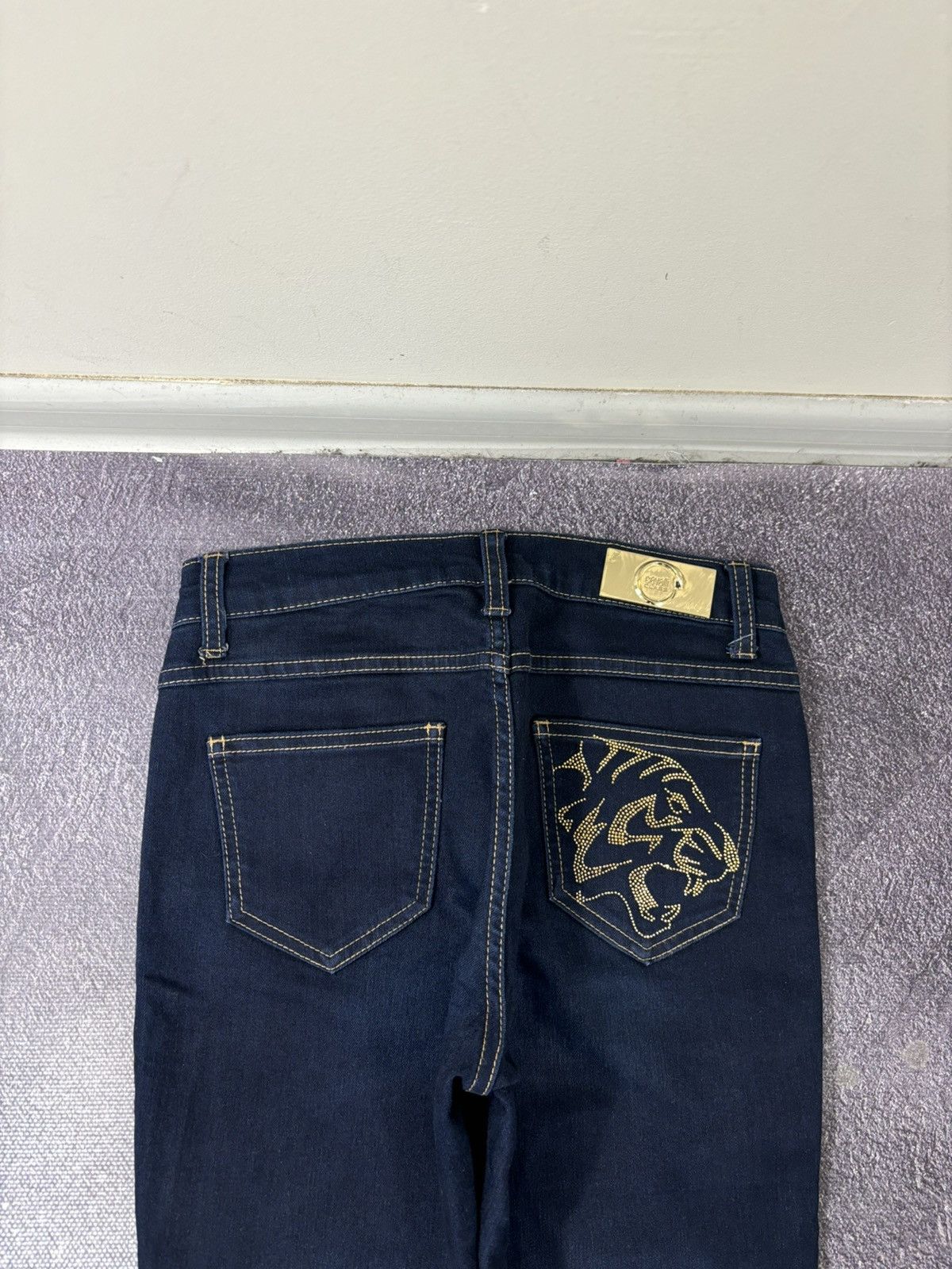Cavalli Class Roberto Cavalli Class Women’s Rhinestones Navy Denim Jeans Size 26" / US 2 / IT 38 - 4 Thumbnail