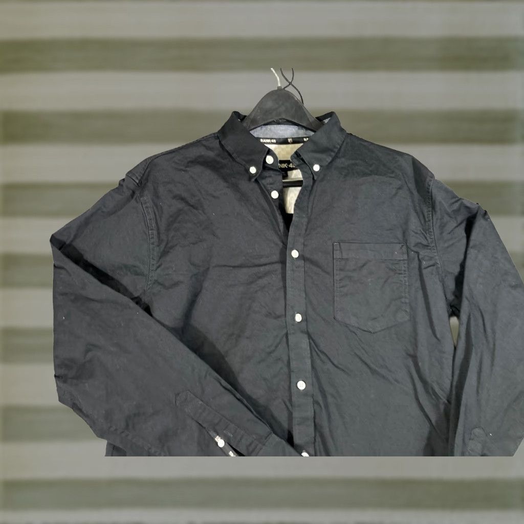 Vintage Rank 45 Button Down Shirt Mens M Black Stretch Long Sleeve Preppy Pocket Casual Shirt Size US M / EU 48-50 / 2 - 1 Thumbnail