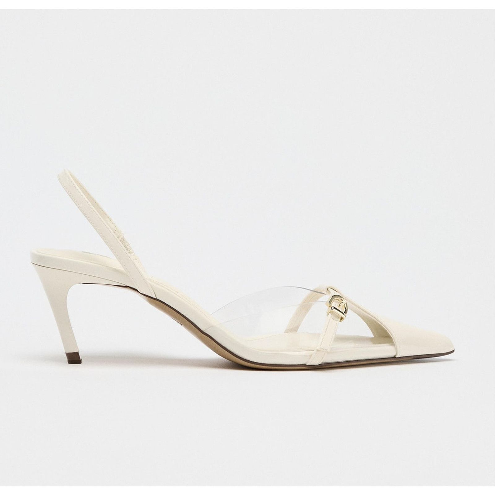 Zara Zara White Pointed Toe Slingback Heels NWT Size US 9 / IT 39 - 17 Thumbnail