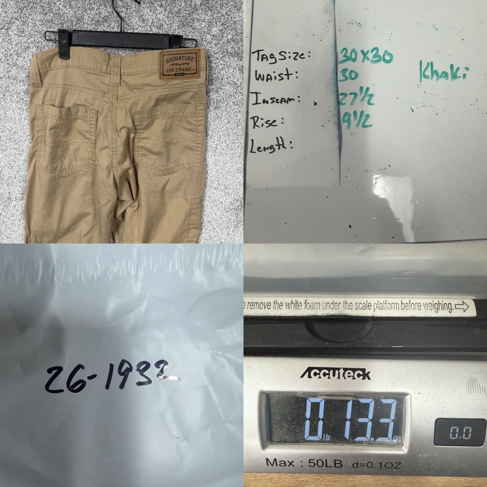 Vintage Levis Signature by Levi Strauss & Co. Gold Mens Carpenter Pants 30x27.5 Khaki Stretch Workwear Straight Leg Denim Size US 30 / EU 46 - 9 Thumbnail