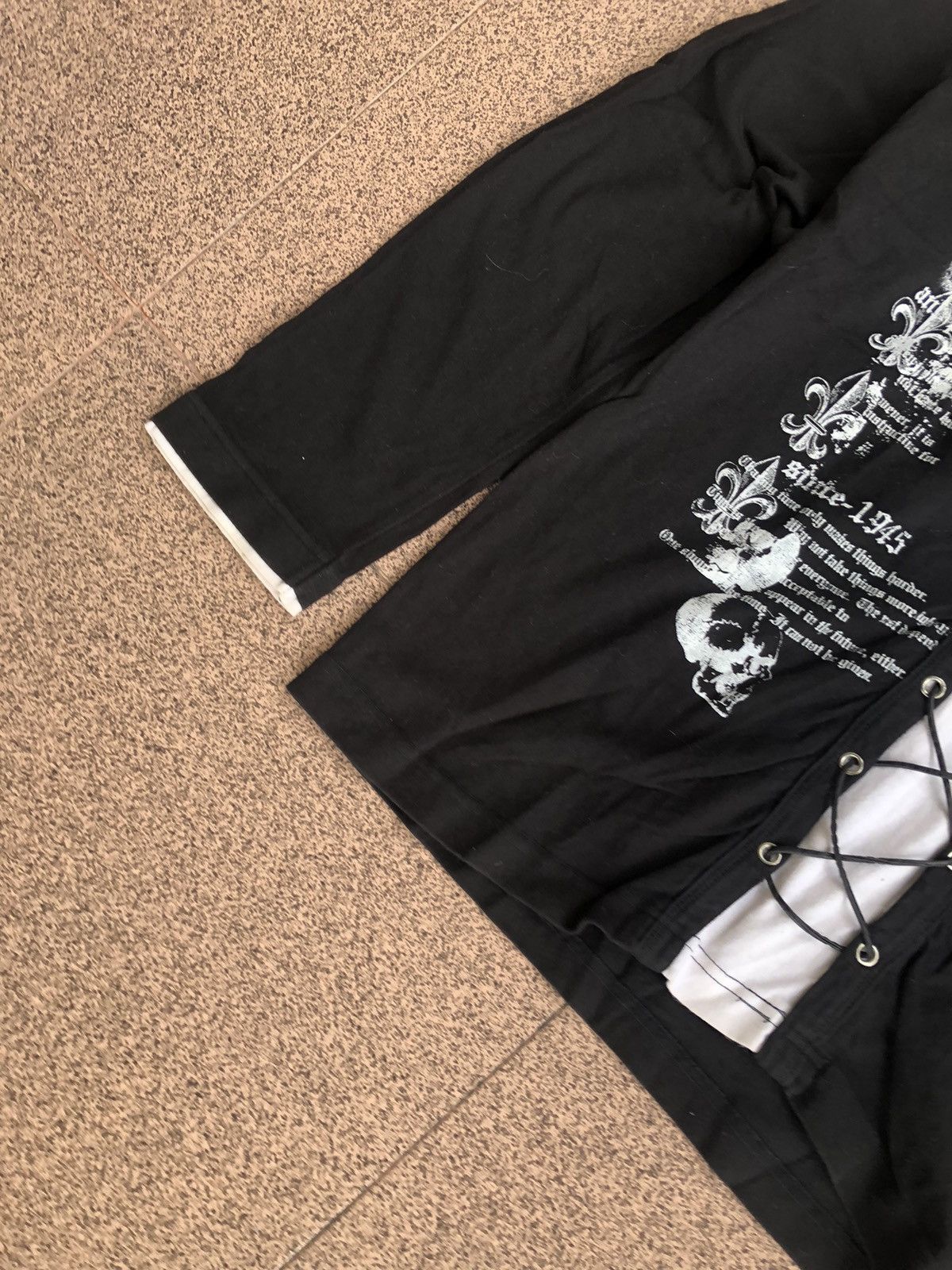 Japanese Brand Beaumont carr lace up poem words double layer longsleeve Size US L / EU 52-54 / 3 - 4 Thumbnail