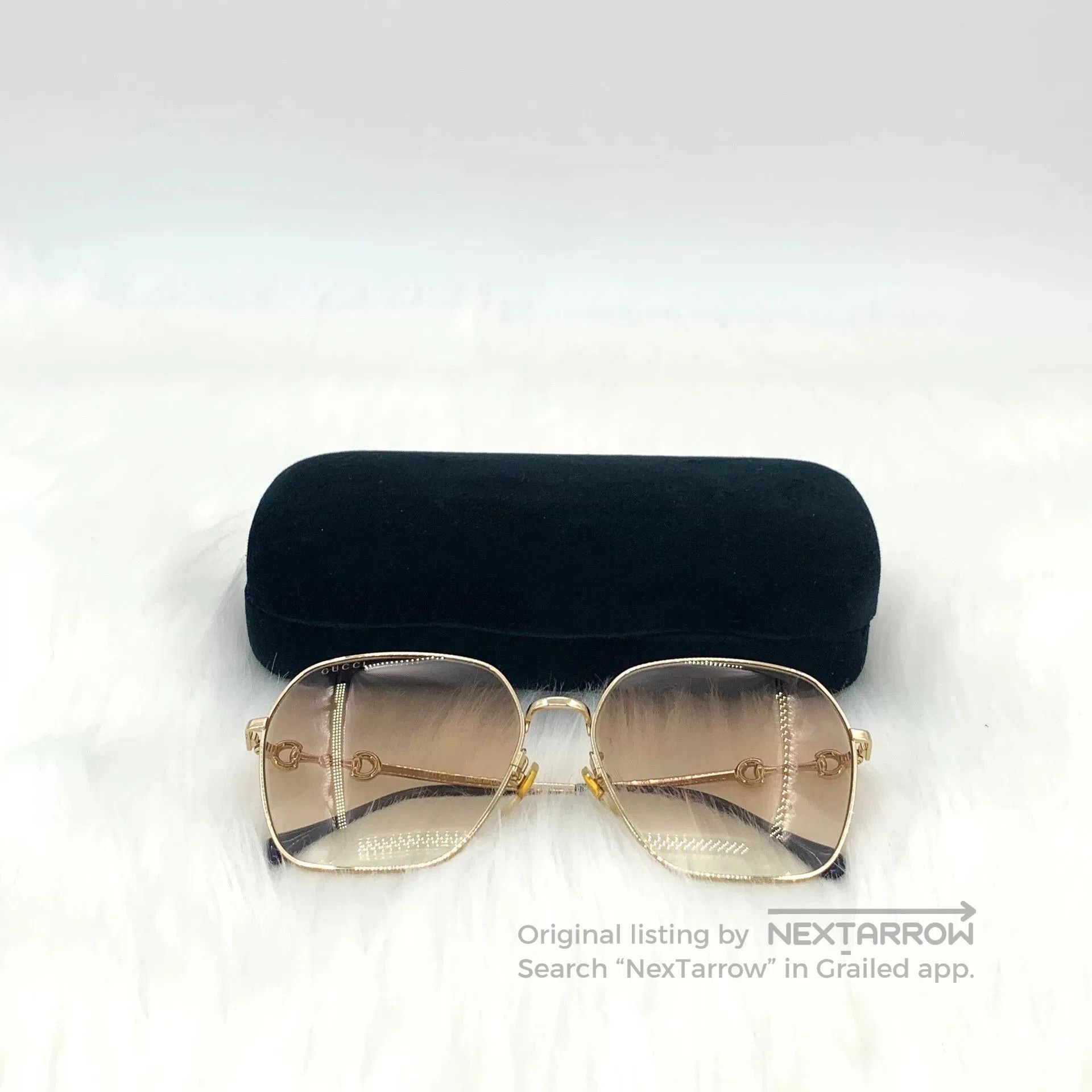 Gucci Gucci Gradient Brown Square Horsebit Sunglasses. Size ONE SIZE - 8 Thumbnail