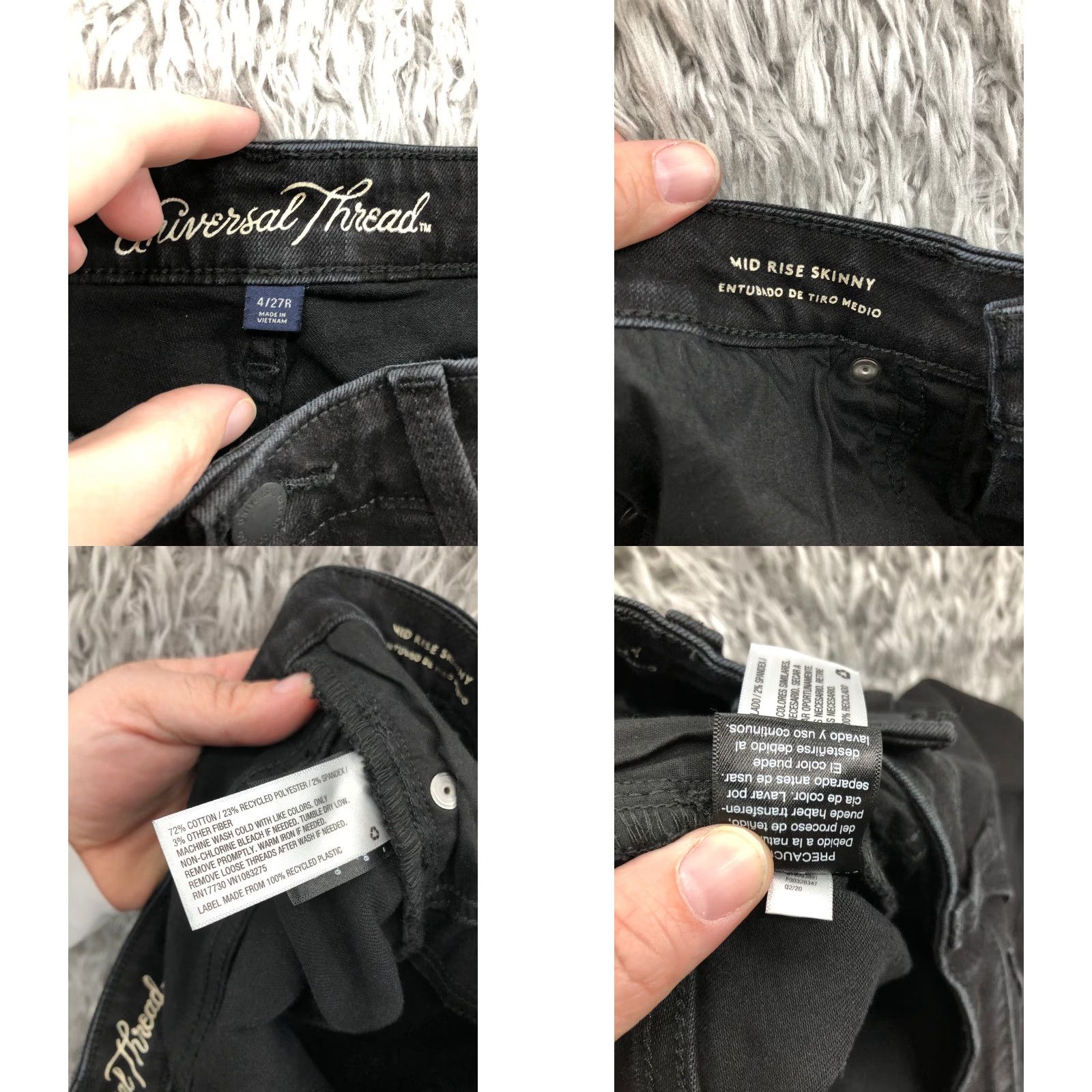 Vintage Universal Thread Skinny Jeans Size 4/27 Womens Mid Rise Dark Wash Black Denim Skinny Jeans Women's Black Denim Modern Classic 27" Waist 28" Inseam Size 27" / US 4 / IT 40 - 9 Thumbnail