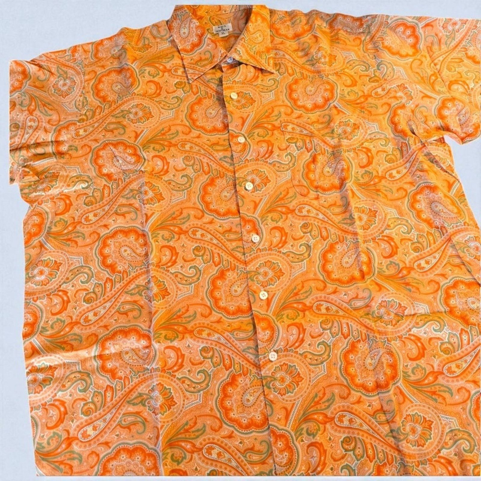 Maus & Hoffman Vintage Maus & Hoffman Orange Cabana Palm Beach Shirt XL Size US XL / EU 56 / 4 - 4 Thumbnail