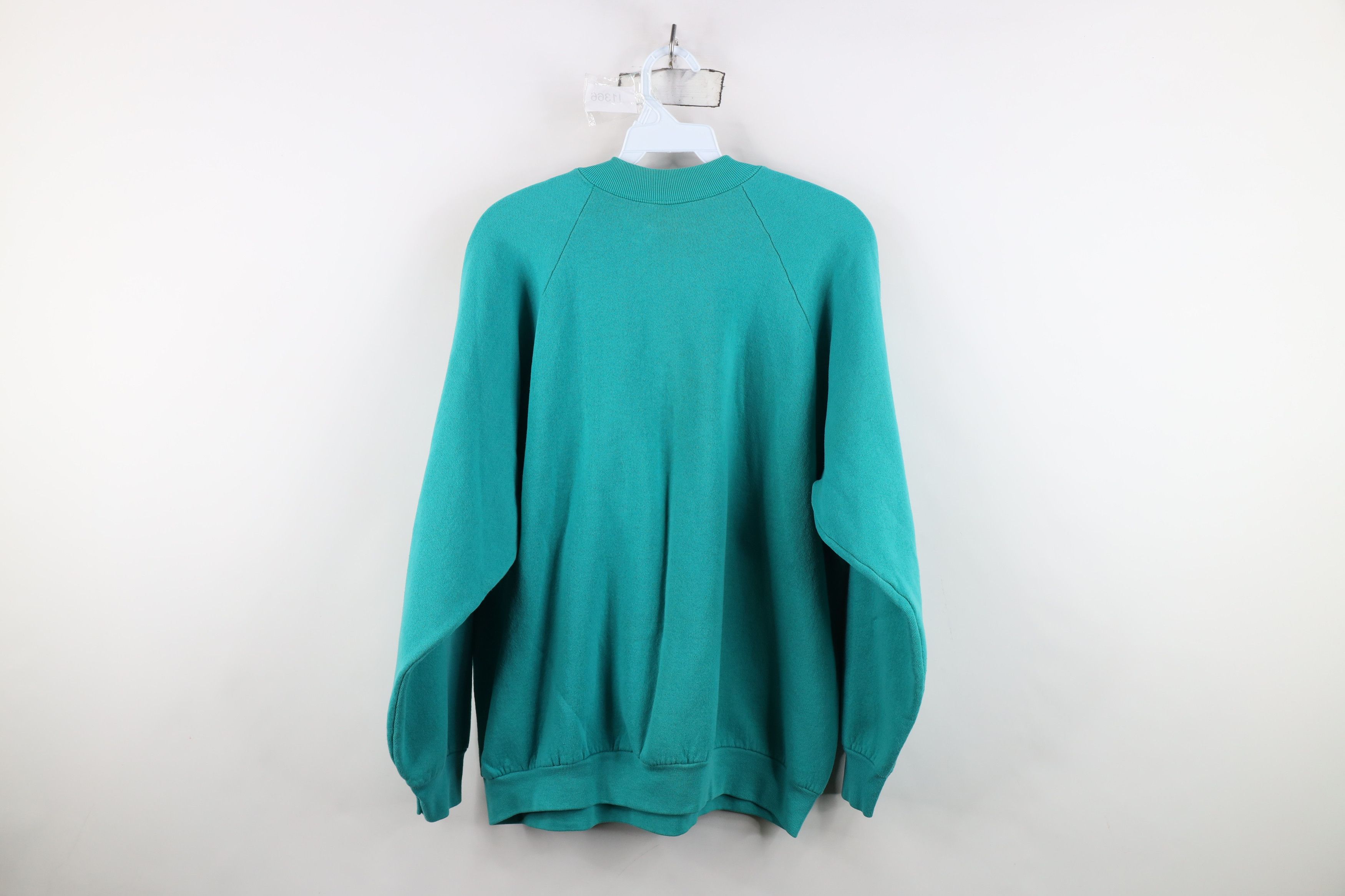 Vintage Vintage 90s Streetwear Heavy Crewneck Sweatshirt Teal USA Size XL / US 12-14 / IT 48-50 - 9 Thumbnail