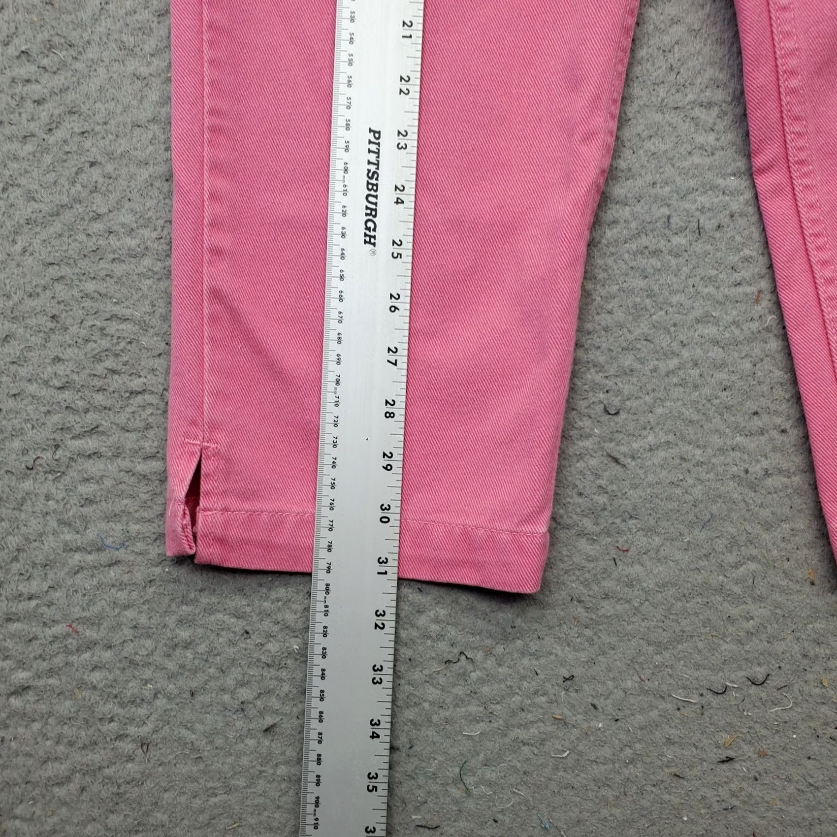 Pinko Jeanology Pink Cropped Jeans Womens 8 5-Pocket Straight Ankle Slit Medium Wash Denim 21 Inseam 27 In Waist Size 30" / US 8 / IT 44 - 3 Thumbnail