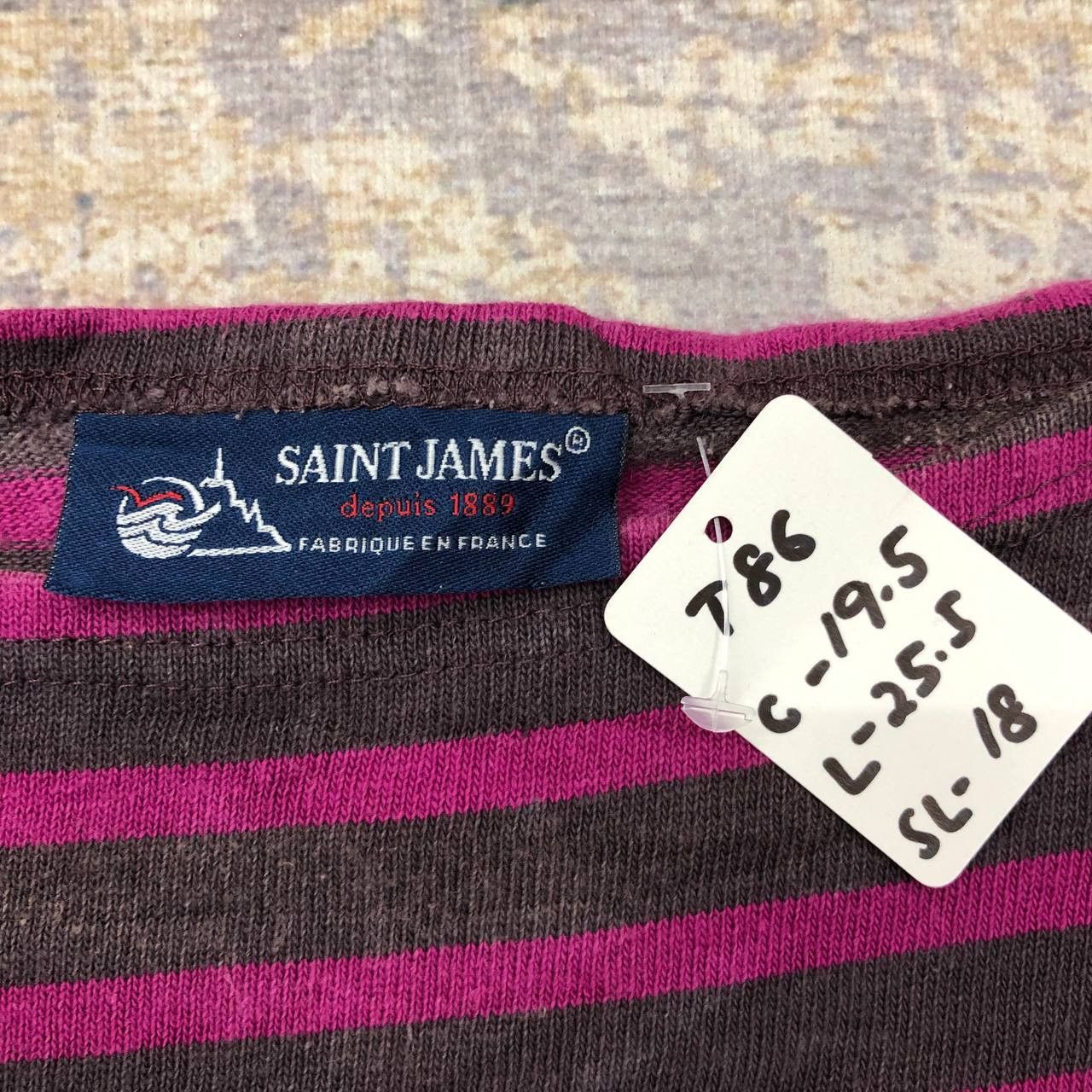 Saint James T86 SAINT JAMES STRIPED DISTRESSED LONG SLEEVE TEE Size US M / EU 48-50 / 2 - 8 Thumbnail