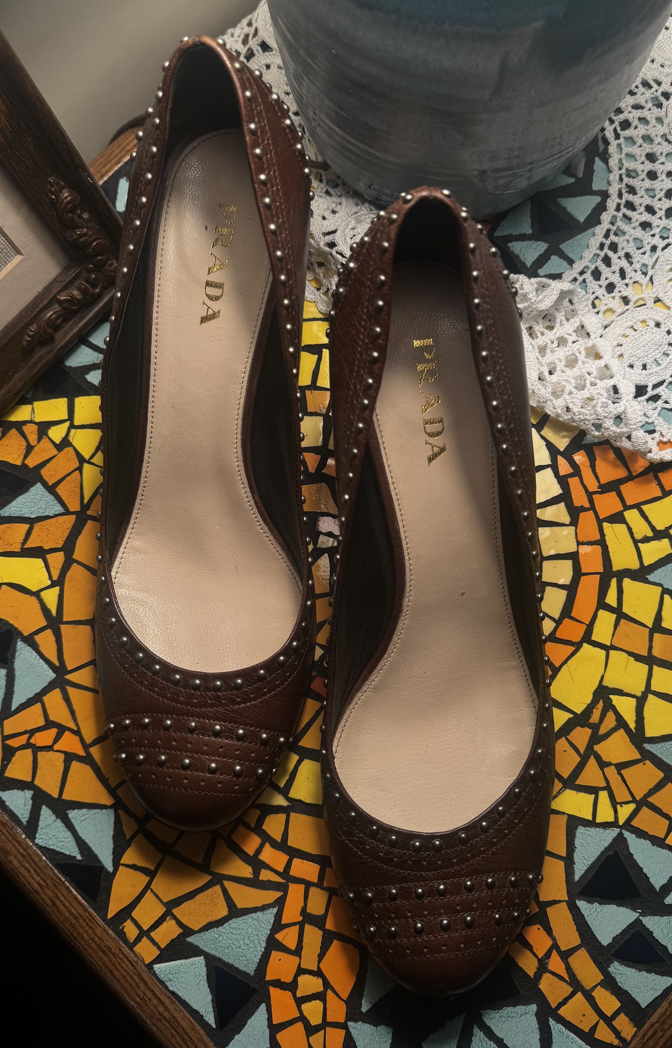 Prada Vintage Leather Pumps Size US 10 / IT 40 - 2 Thumbnail