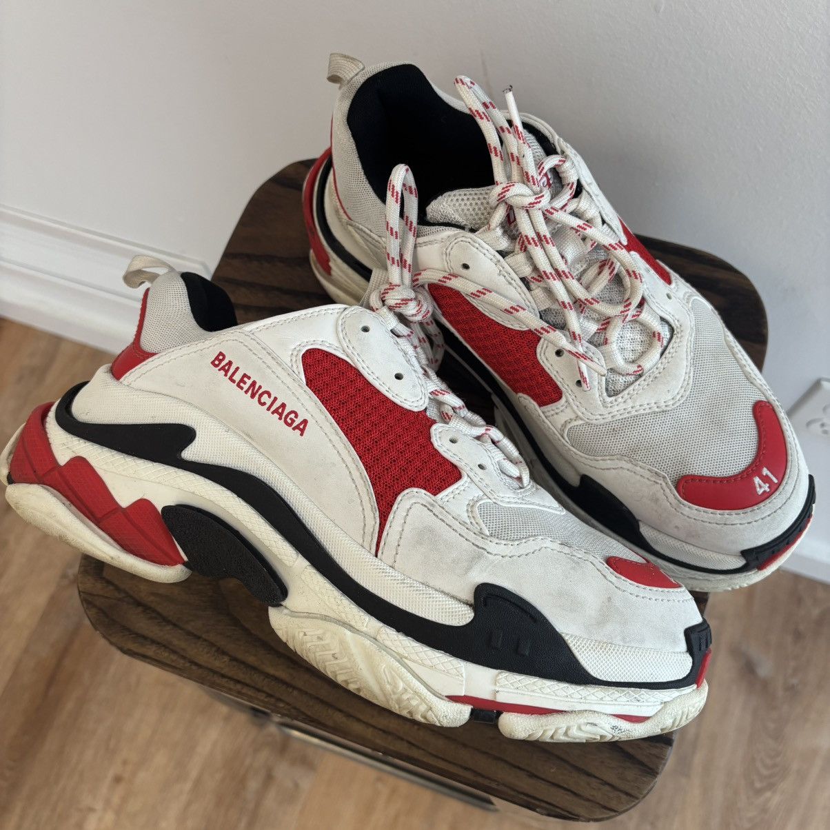 Balenciaga White Red Triple S Size 41