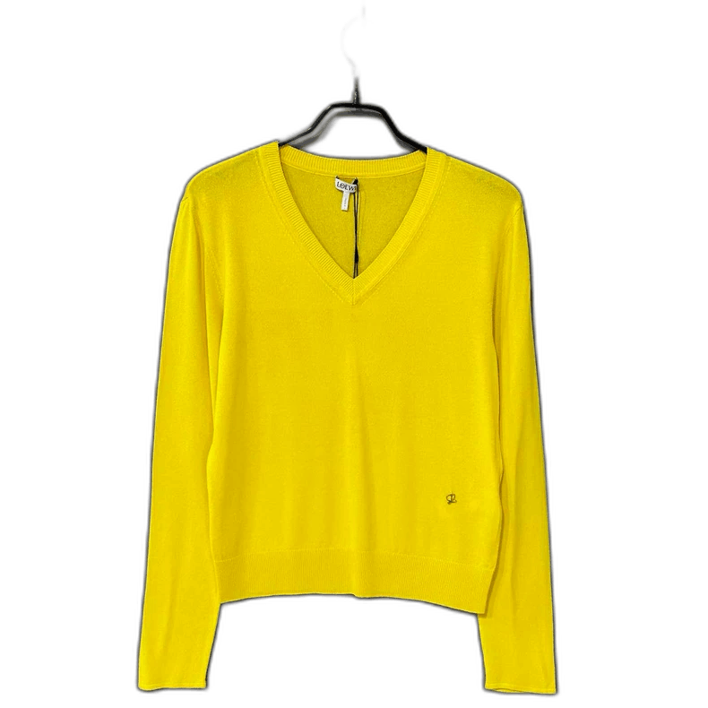 Loewe Yellow V-Neck Sweater with Logo Size L / US 10 / IT 46 - 1 Thumbnail