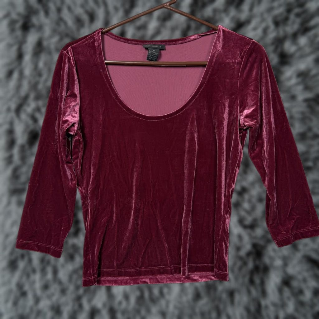 Vintage VINTAGE The Limited Velvet Top M Burgundy Whimsigoth Indie Sleaze Grunge Shirt Women Size M / US 6-8 / IT 42-44 - 1 Thumbnail