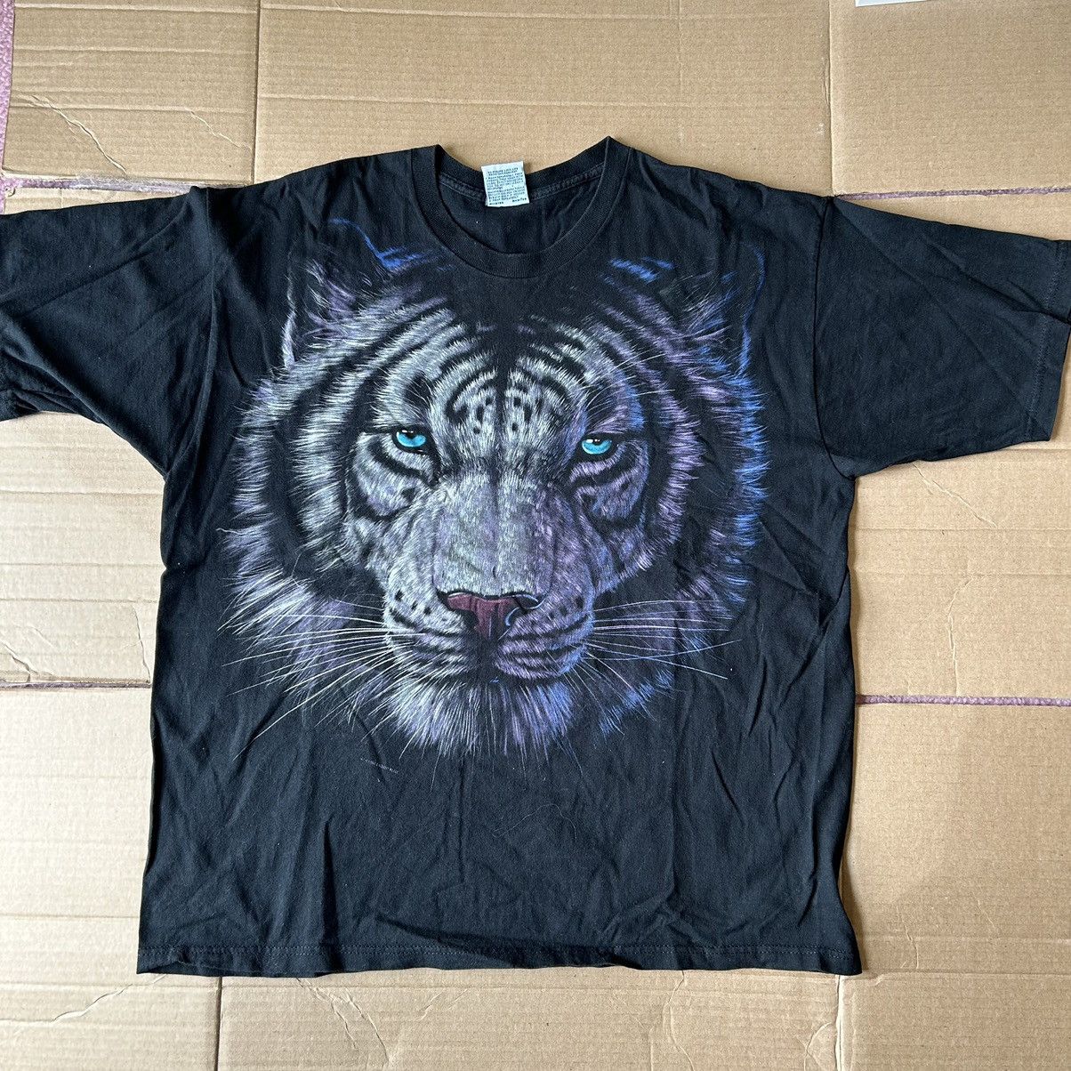 image of 1998 Liquid Blue Tiger Aop Graphic Tee in Black, Men's (Size XL)