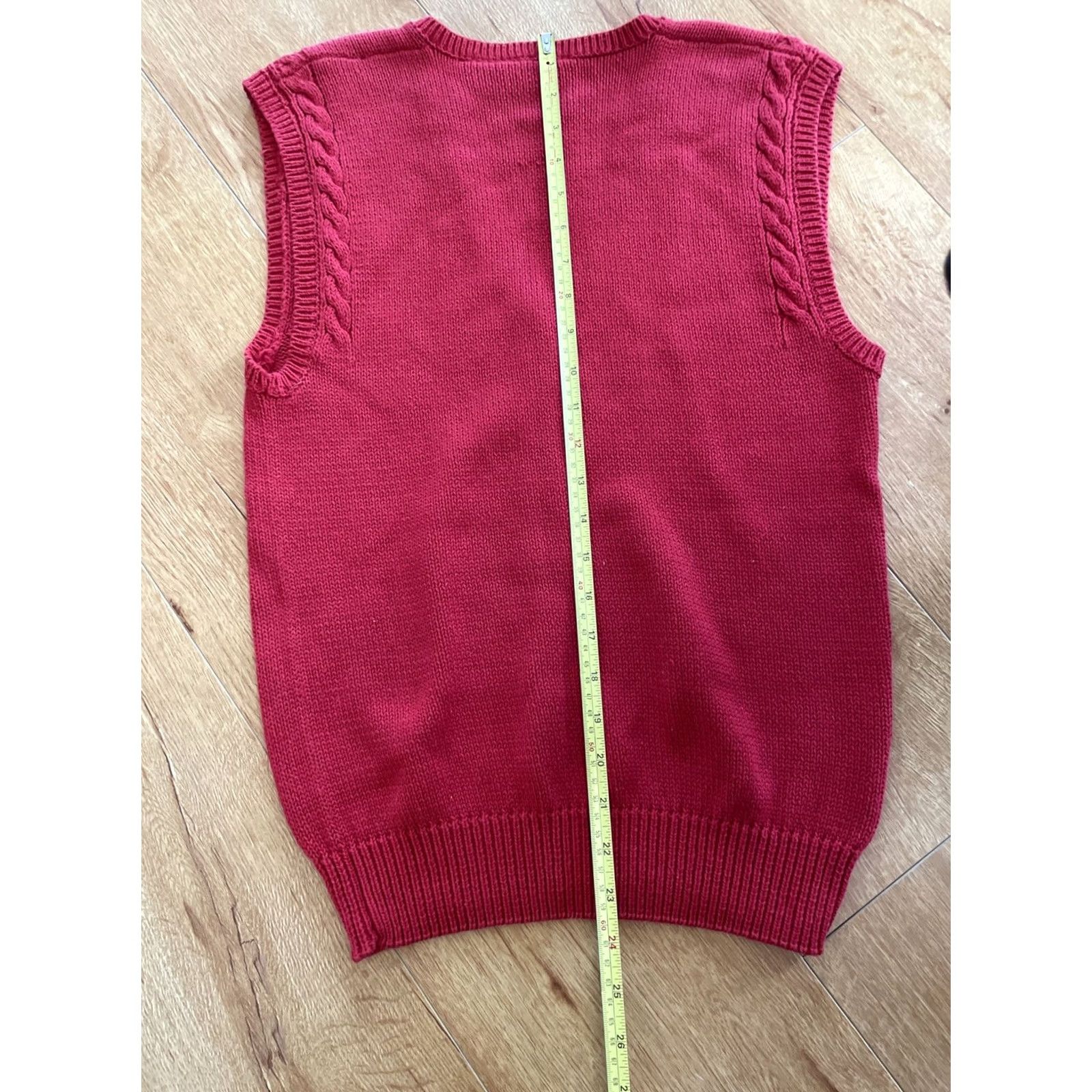 Nordstrom VINTAGE Nordstrom Sweater Vest Ladies Red 100% Cotton V-Neck Pullover Cableknit PP Womens Red Knit Vest Womens PP Vintage Size XXS / US 00 / IT 34 - 7 Thumbnail