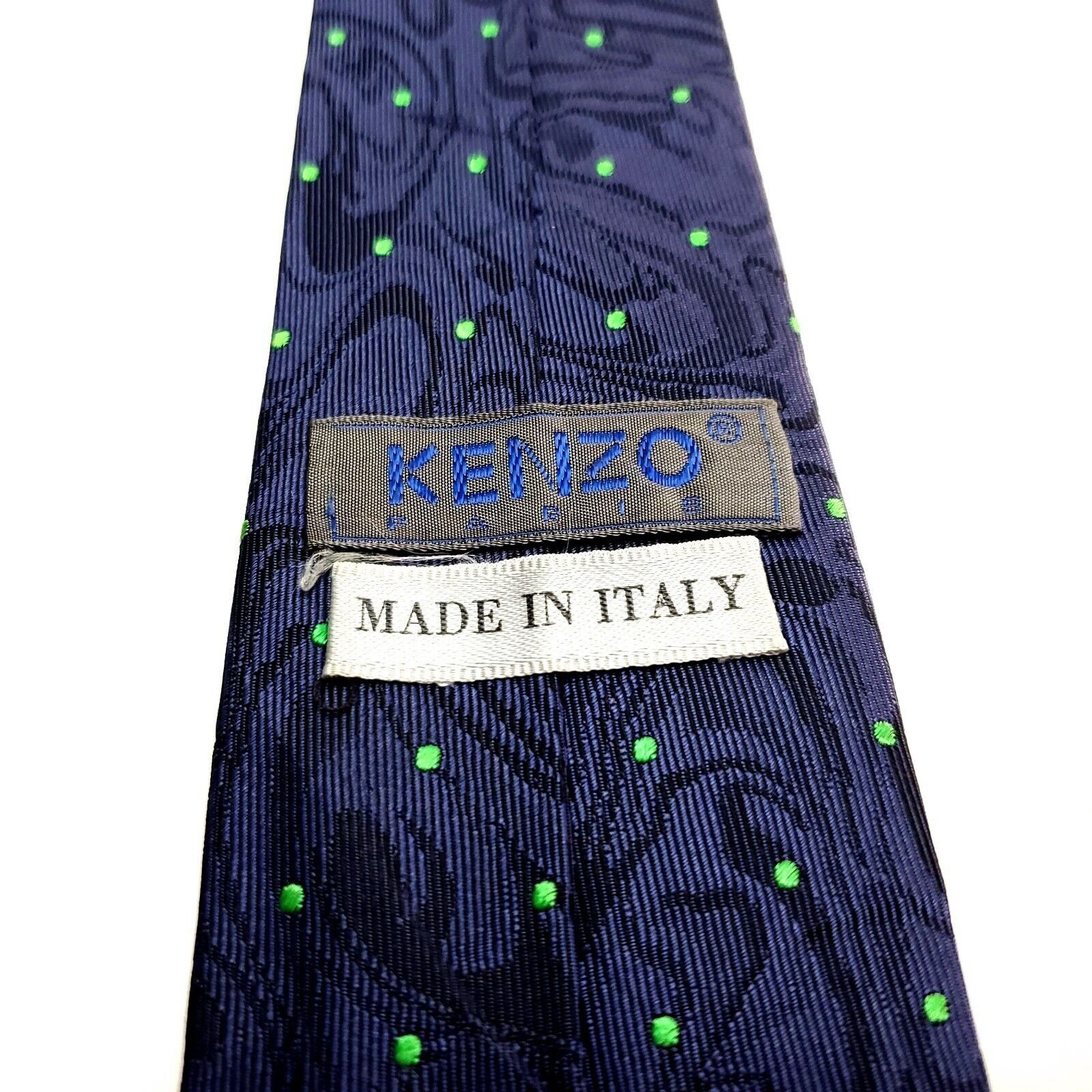 Kenzo Kenzo Blue Silk Tie Woven Short Skinny Dot Oil Slick Italy Size ONE SIZE - 4 Thumbnail