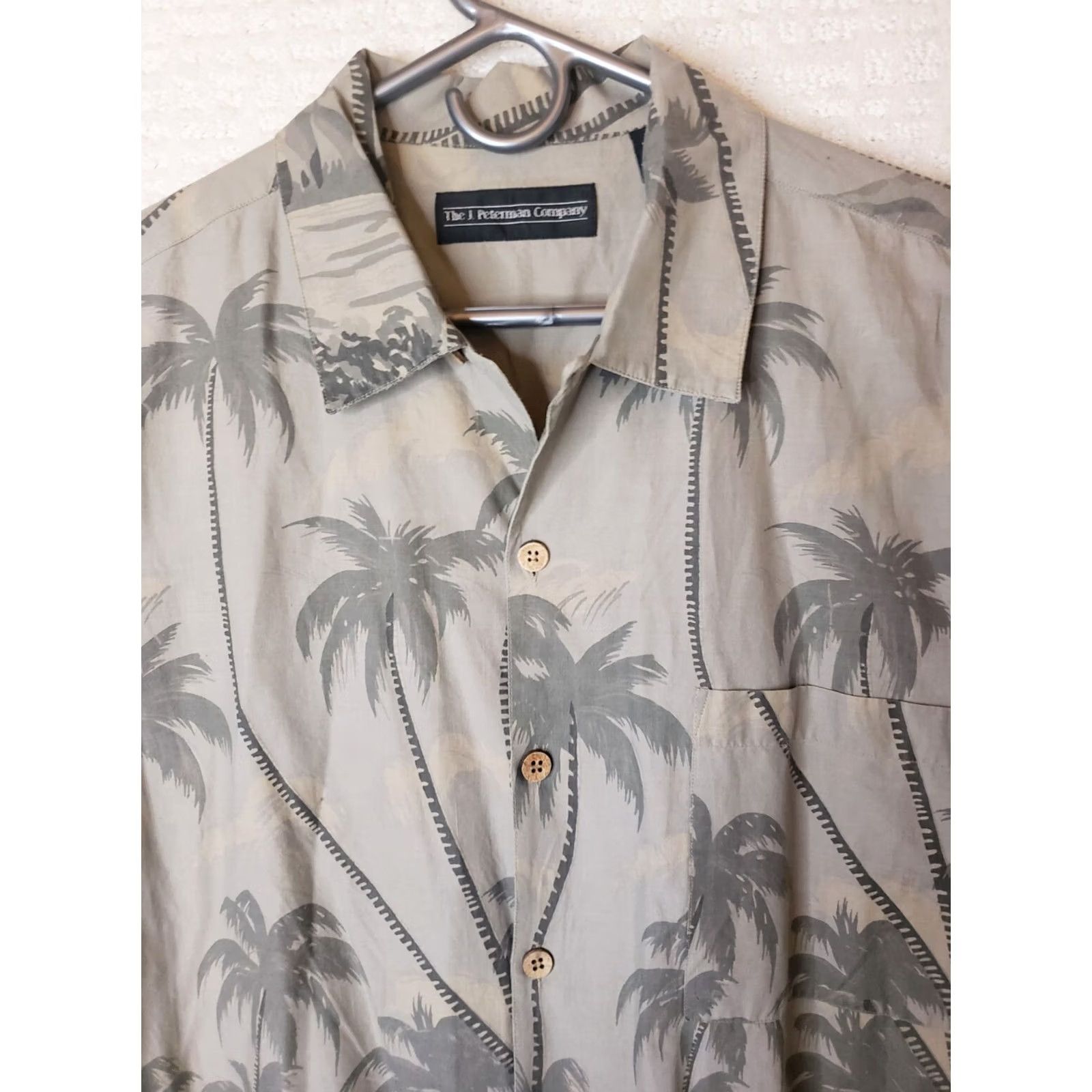 Vintage J Peterman Co. Shirt Men's M Beige Fade Palms Print Hawaiian Beach Camp Cotton Size US M / EU 48-50 / 2 - 4 Thumbnail