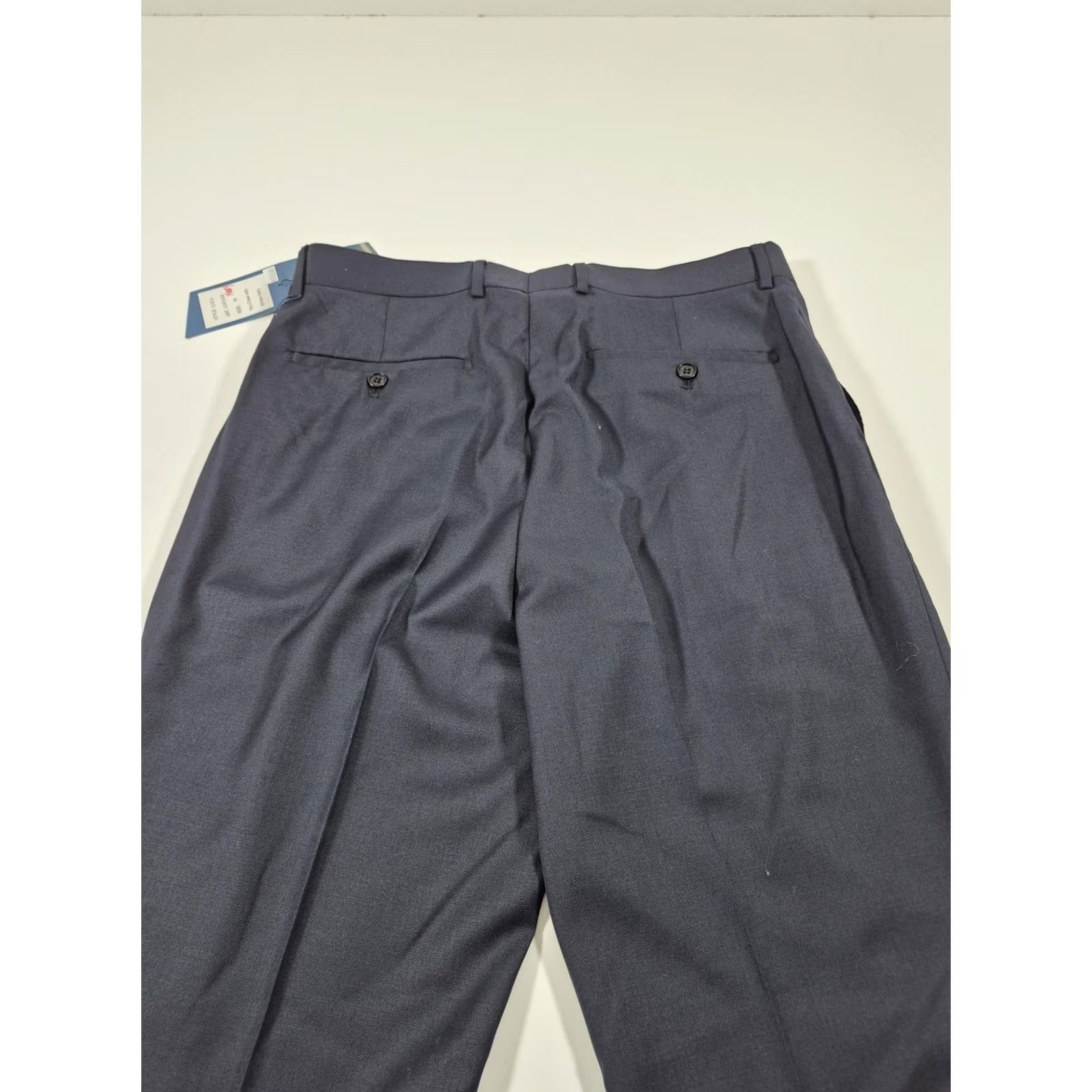 Vintage Leonardo Valenti Dress Pants Mens 34x36 Blue Wool Flat Front Unhemmed NWT Size US 34 / EU 50 - 7 Thumbnail