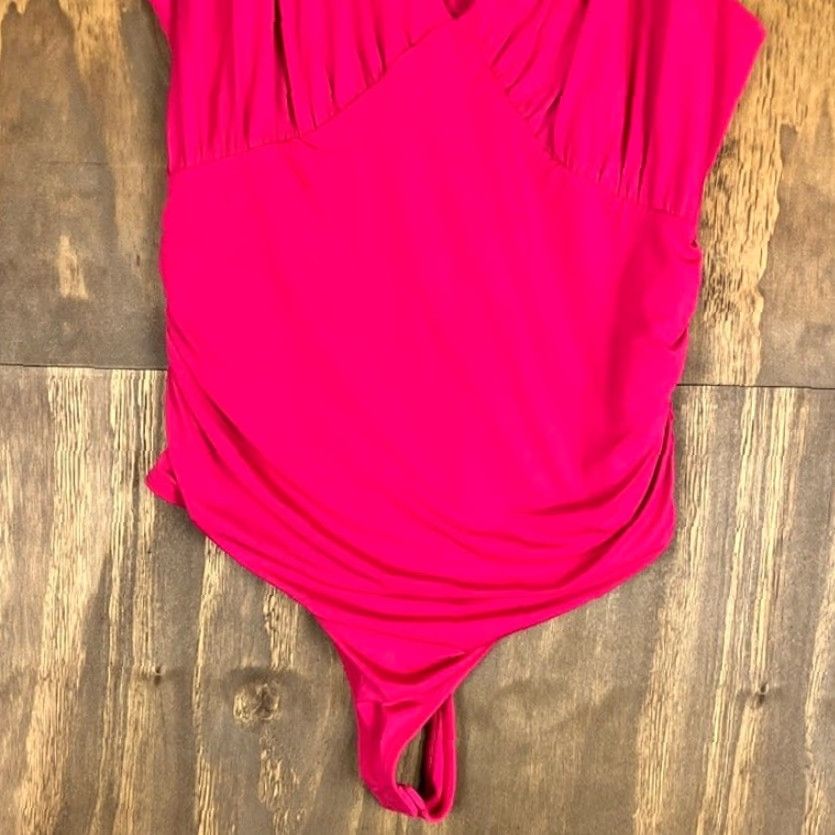 Express Express Bodysuit Womens Pink V Neck Sleeveless Runched Stretch L Size L / US 10 / IT 46 - 3 Thumbnail