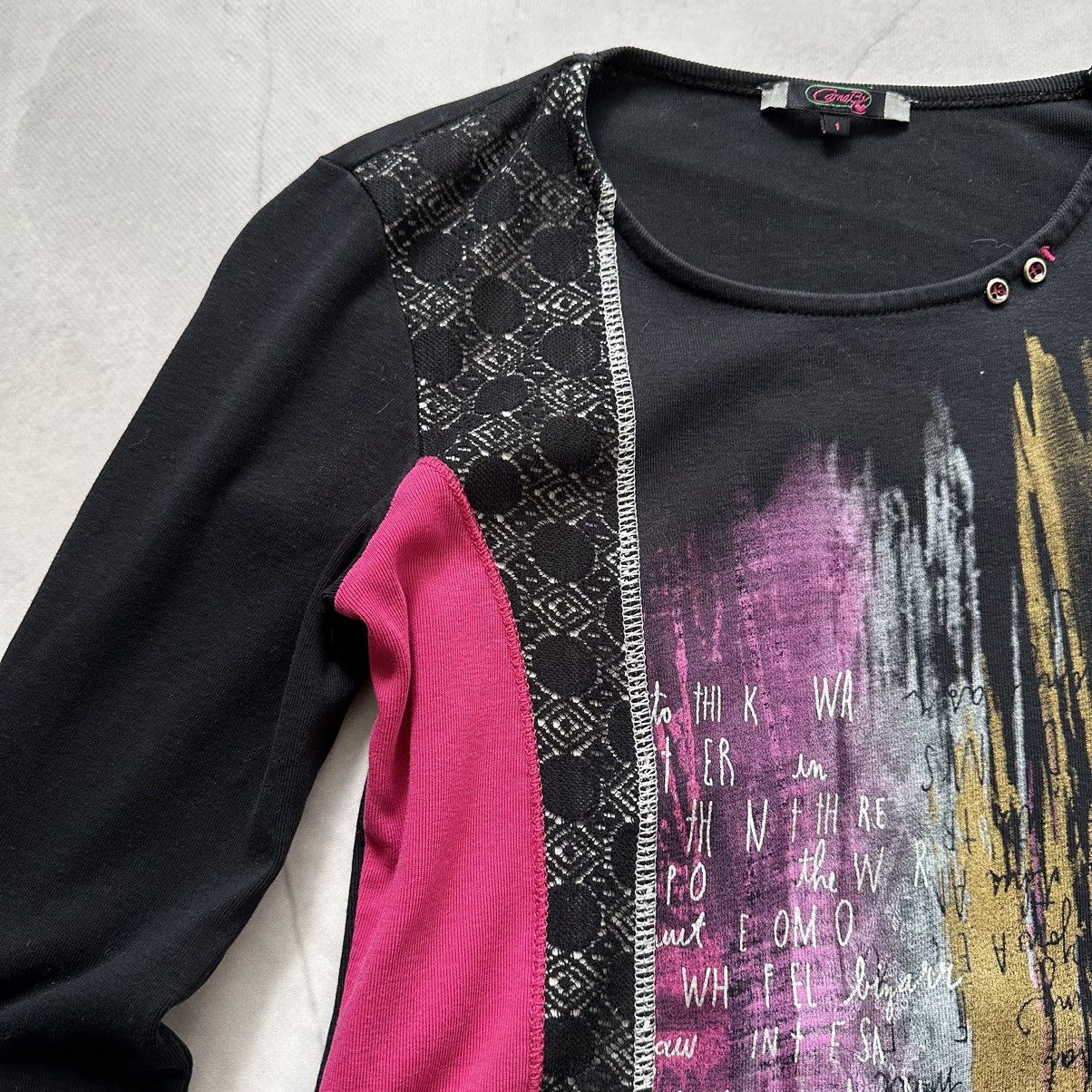 Hysteric Glamour × Undercover Y2K Painted Top Lace Long Sleeve Cop Copine Vibe Size S / US 4 / IT 40 - 5 Thumbnail