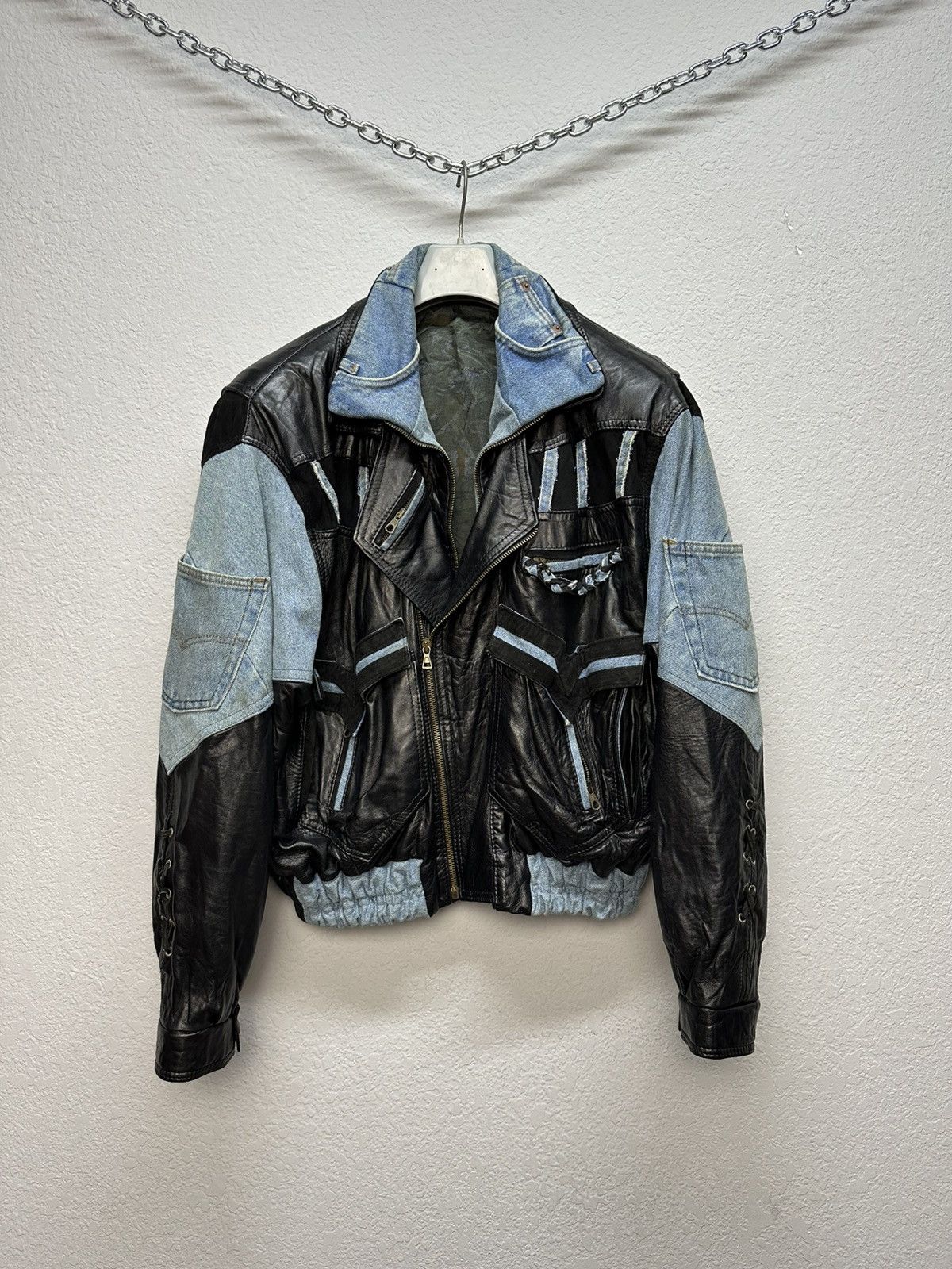 Vintage Vintage Junya Watanabe Style Leather Denim Jacket Rick Owens Size US L / EU 52-54 / 3 - 5 Thumbnail