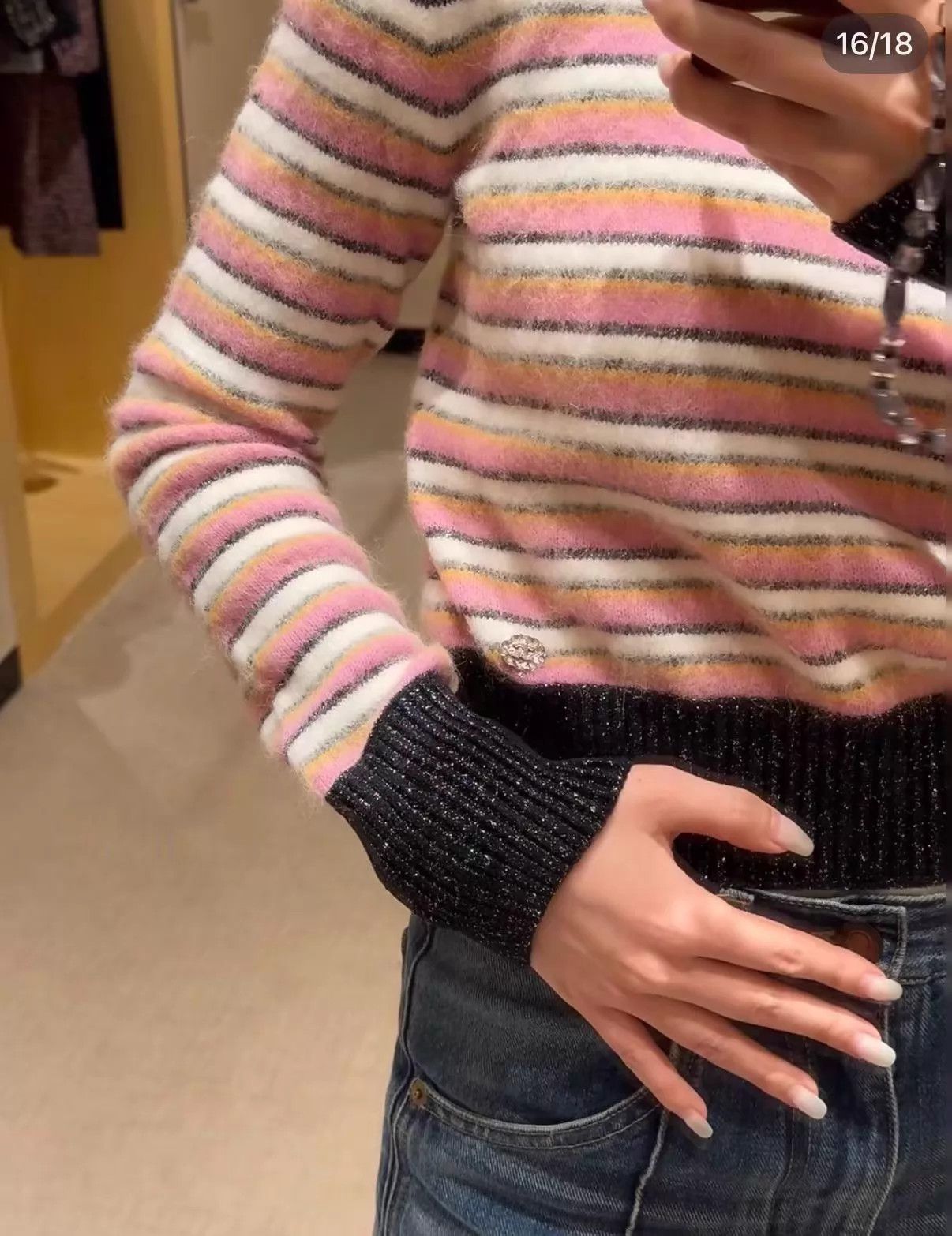 Chanel Chanel 22A striped cashmere knit 36 Mint Size XS / US 0-2 / IT 36-38 - 7 Thumbnail