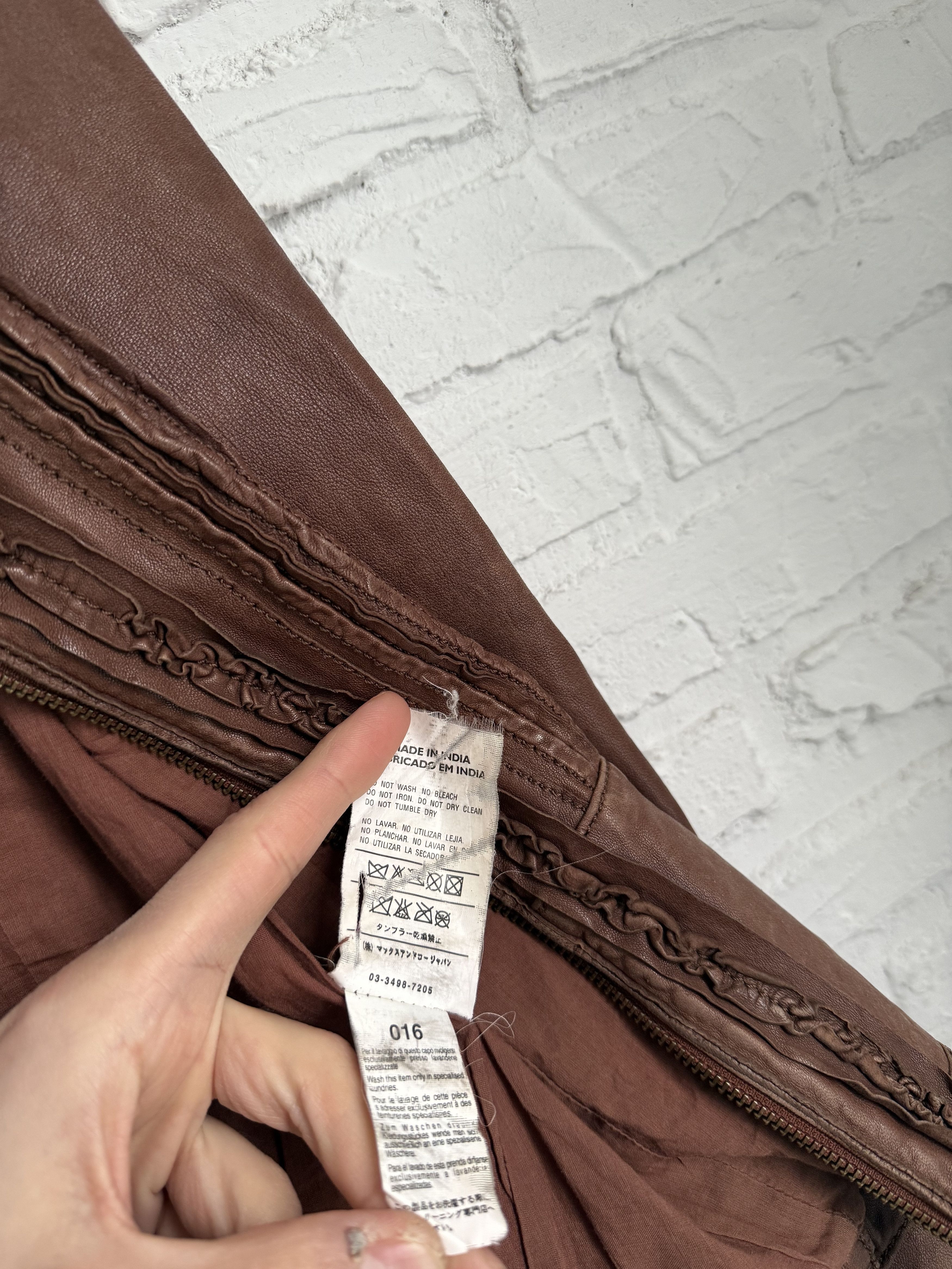 MAX&Co. Vintage Max Mara Max&CO brown leather biker jacket Size S / US 4 / IT 40 - 6 Thumbnail